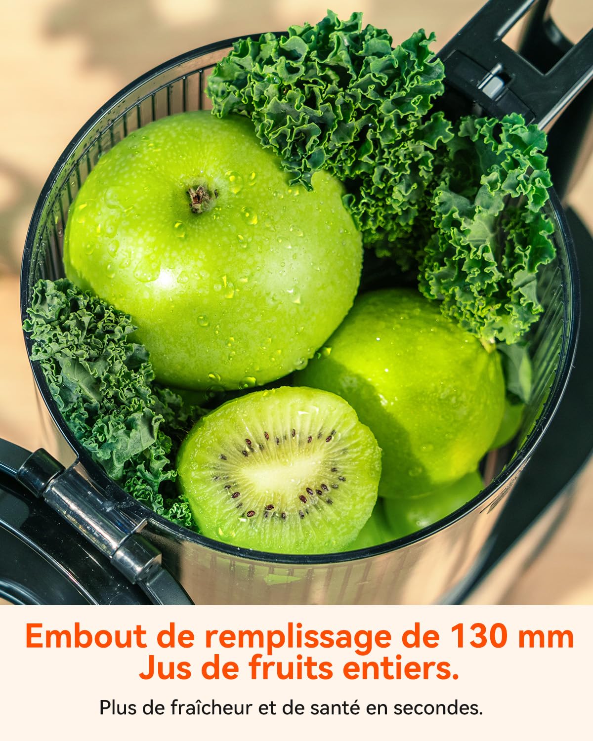 Extracteur de Jus Lent, Centrifugeuse Fruits et Legumes avec Goulotte 130 mm, 1,8L, Slow Juicer Sans BPA, 250W, Nettoyage Facile, Fonction Inverse, Acier Inoxydable Noir