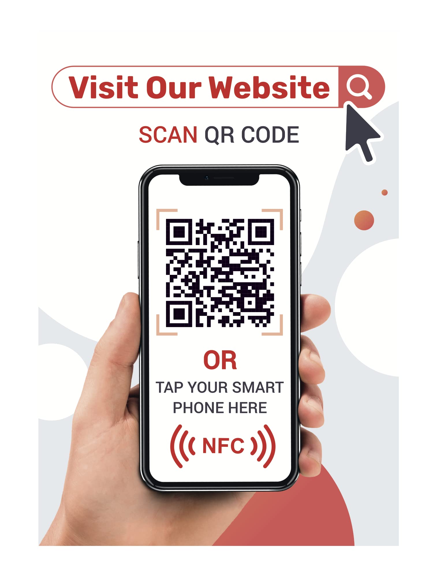 ScanAndBuyWall Visit Our Website Sticker - QR Code and NFC Tag - Promote Your Business - Two-Sided Storefront Window Decal