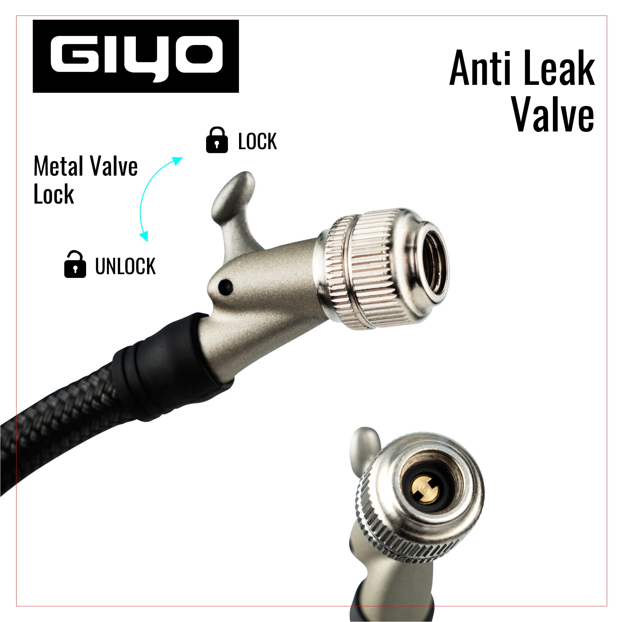 GIYO GS-24L Air Turbo Bike Shock Pump: hohes Volumen, müheloses Aufpumpen auf 600 PSI – Präzision, Haltbarkeit und Leichtigkeit für optimale Fahrradleistung