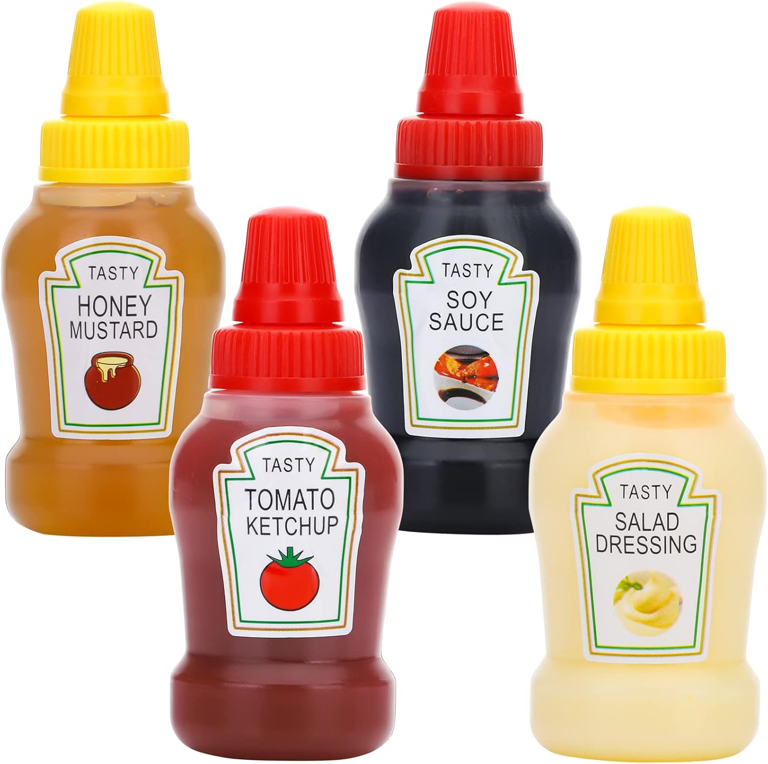 OTOSTAR 4 Pieces Mini Ketchup Bottles Refillable Salad Dressing Tomato Ketchup