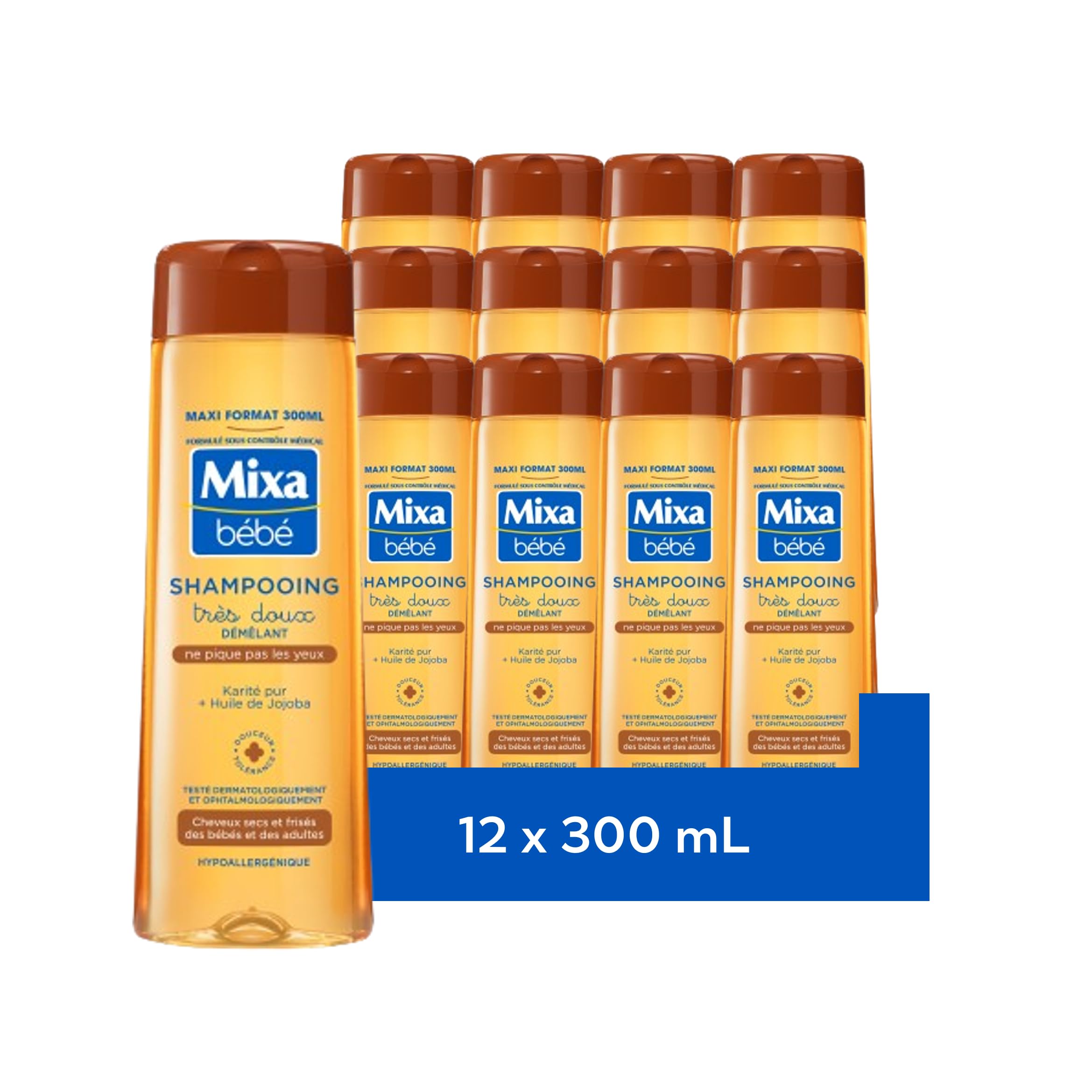 [LOT DE 12] Mixa Bébé Shampooing Démêlant Très Doux Karité 300ml