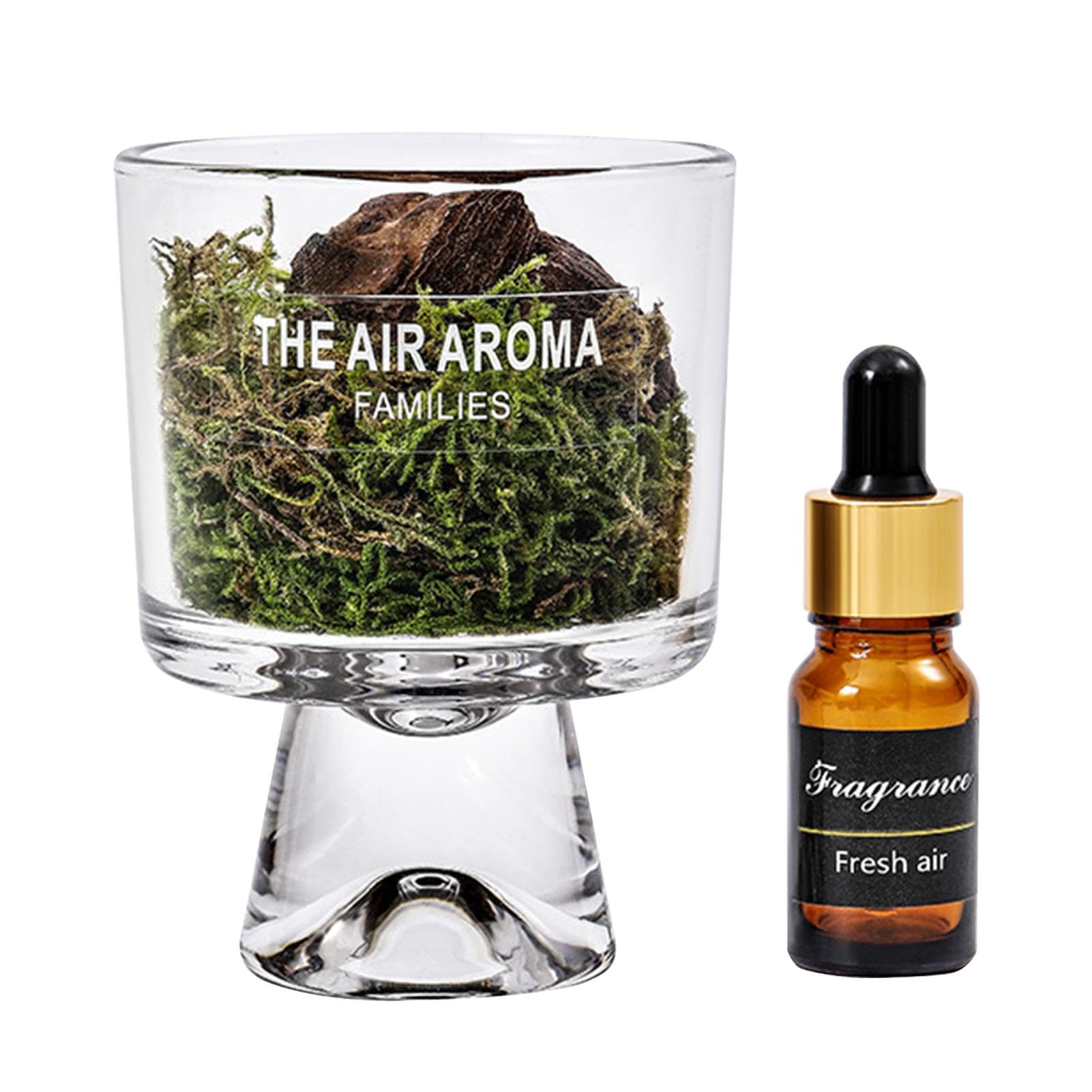 JanuriumDecorative Diffuser | Glass Bottle Passive Diffuser with Pine Moss,Small Aromatherapy Diffusers, Fireless & Long-Lasting Decorative Oil Diffuser for Bedroom