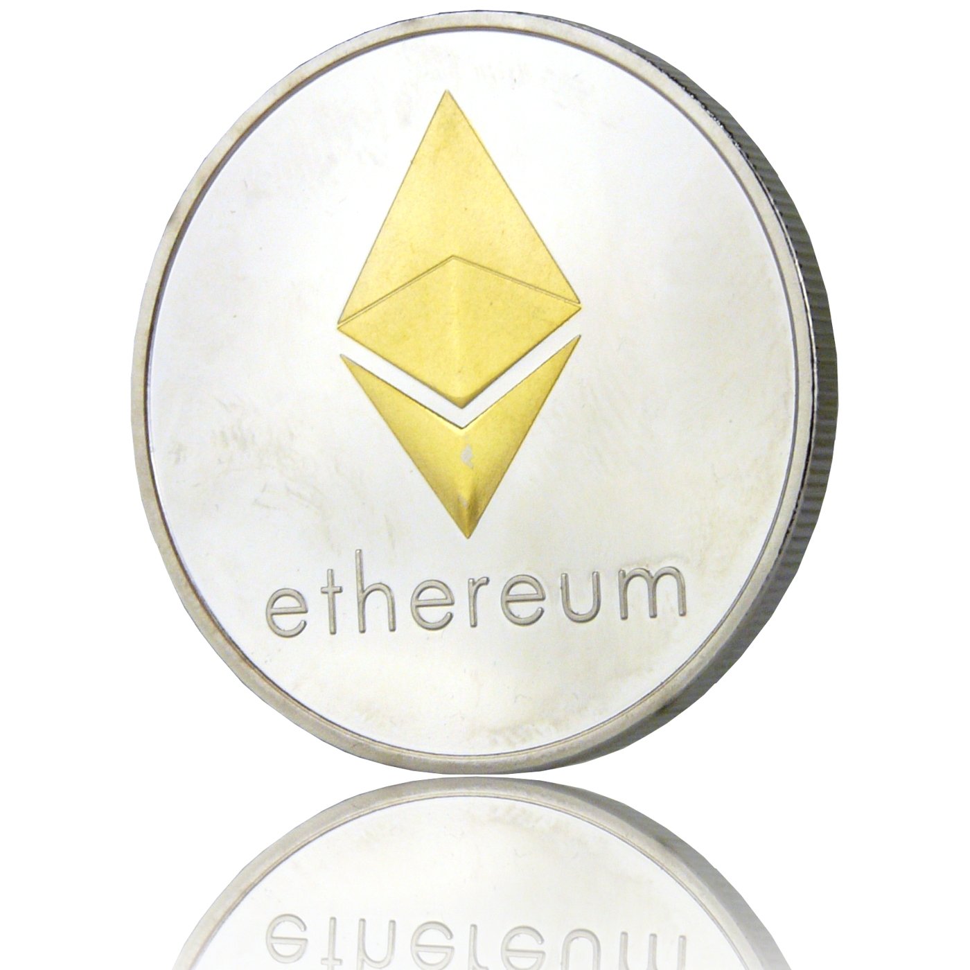 Pièce Ethereum Plaquée Or - Cadeau Crypto - Diamètre 40mm - Pour Collectionneurs Et Fans De Blockchain