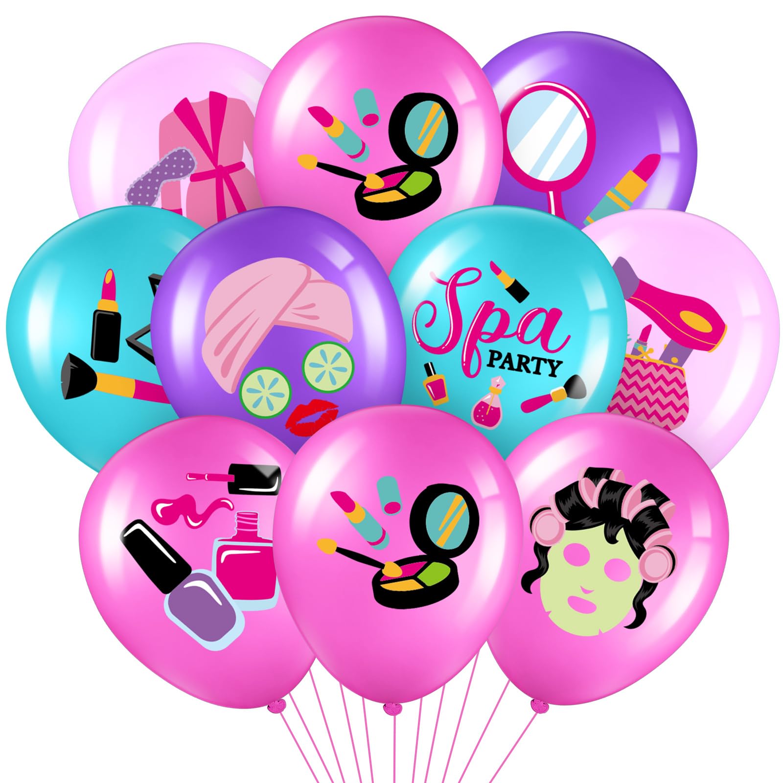 Censen 45 Pieces Spa Latex Balloons Makeup Party Decorations Makeup Theme Balloons Cosmetics Party Supplies for Girls Spa Day Decor Indoor Outdoor