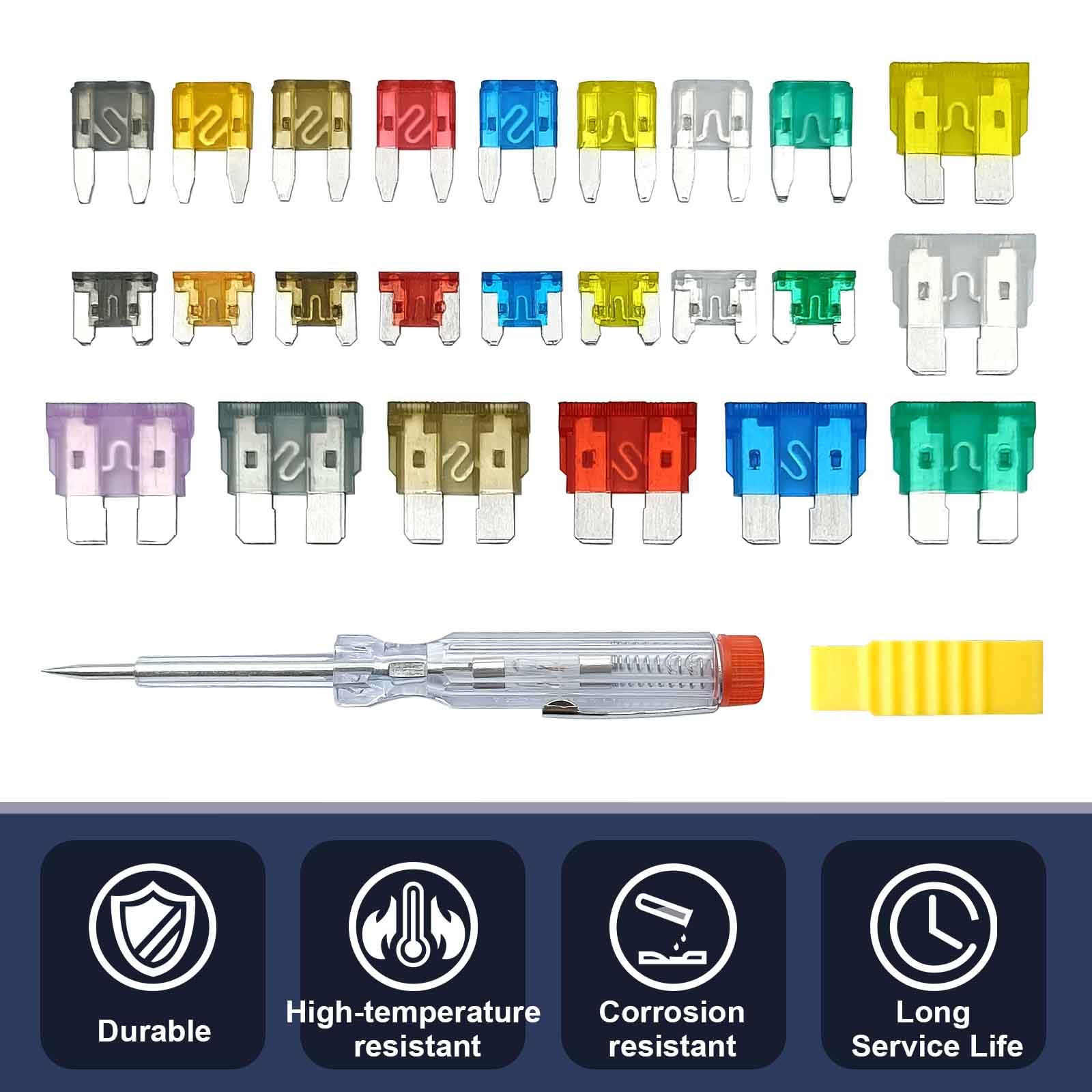 Kit assortito di 306 fusibili per auto, standard misti, mini e a basso profilo, fusibili a lama per veicoli, 2A, 5A, 7,5A, 10A, 15A, 20A, 25A, 30A, 35A, per camion, auto e SUV, barche
