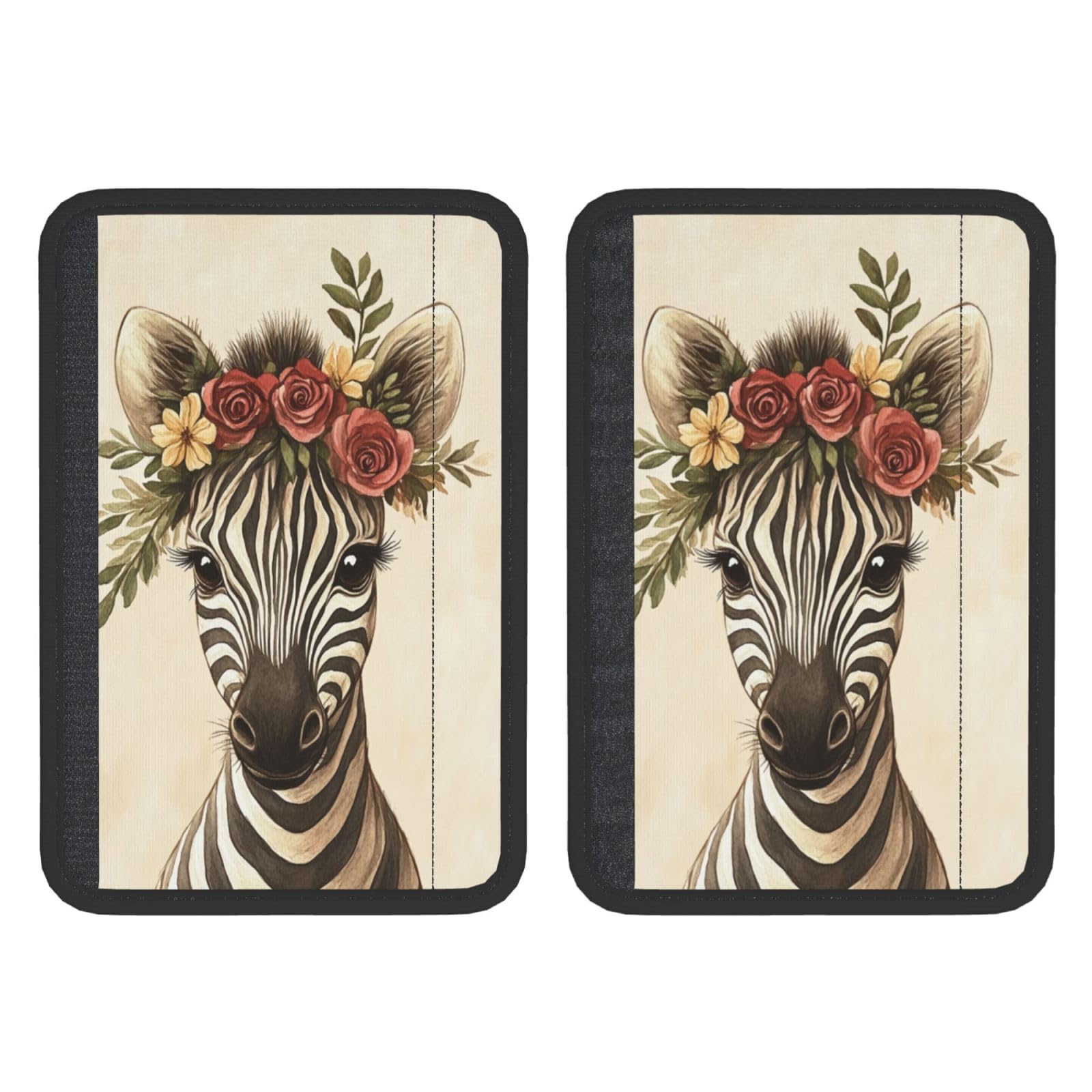 Cute Zebra with Flower Crown Car Seat Belt Cover 2 Pack Seatbelt Strap Shoulder Pad Protector Universal Comfort for Car