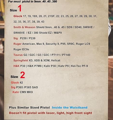 Miniatura 2 de Genuine Top-Grain Leather Holster IWB for Glock17 19 43X fits Taurus G2C G3 G3C for M&P 9mm Shield fits Sig P365 P230 for LCPLC9SSecurity 9Max 9