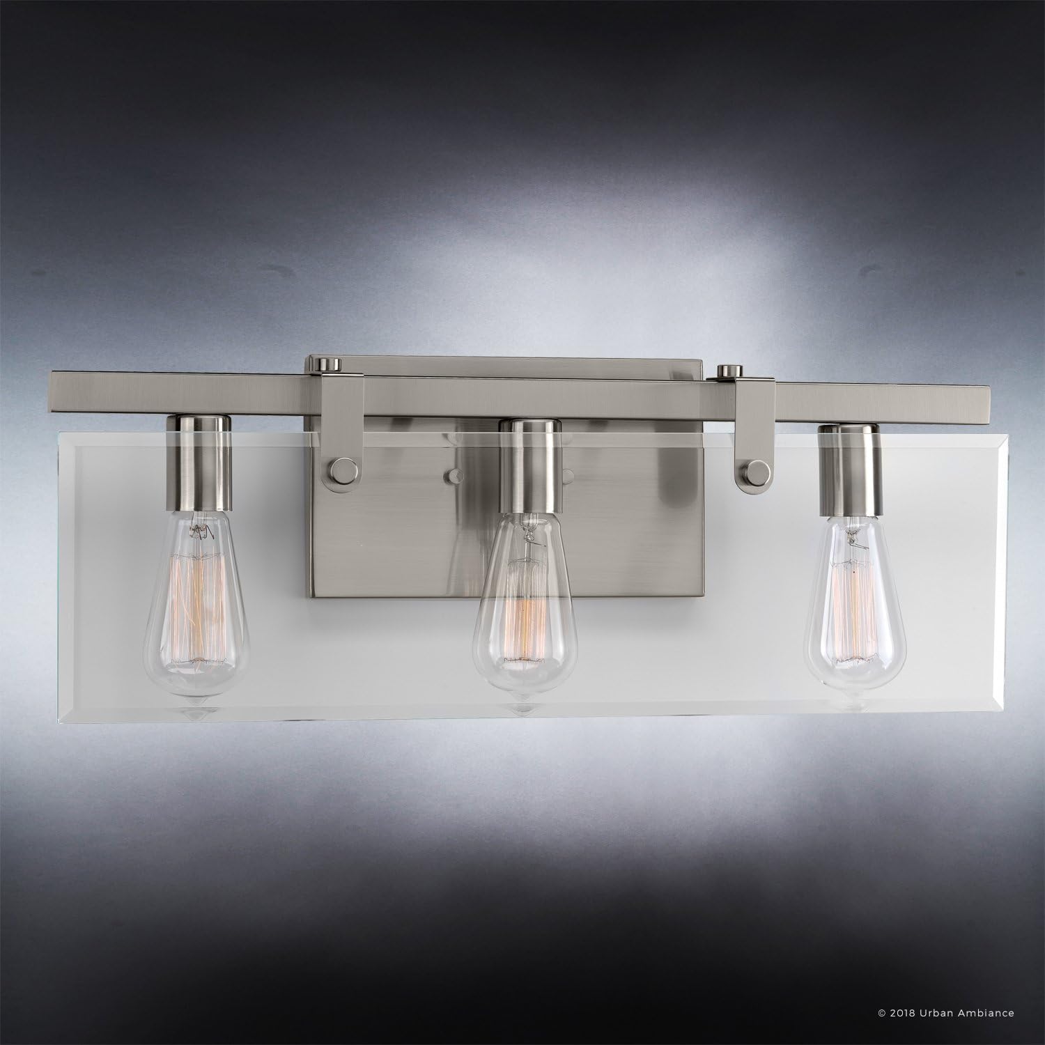 Urban Ambiance Luxury Modern Farmhouse Bathroom Vanity Light, Medium Size: 8.38" H x 22.75" W, with Industrial Chic Style Elements, Brushed Nickel Finish, UHP2451, Bristol Collection