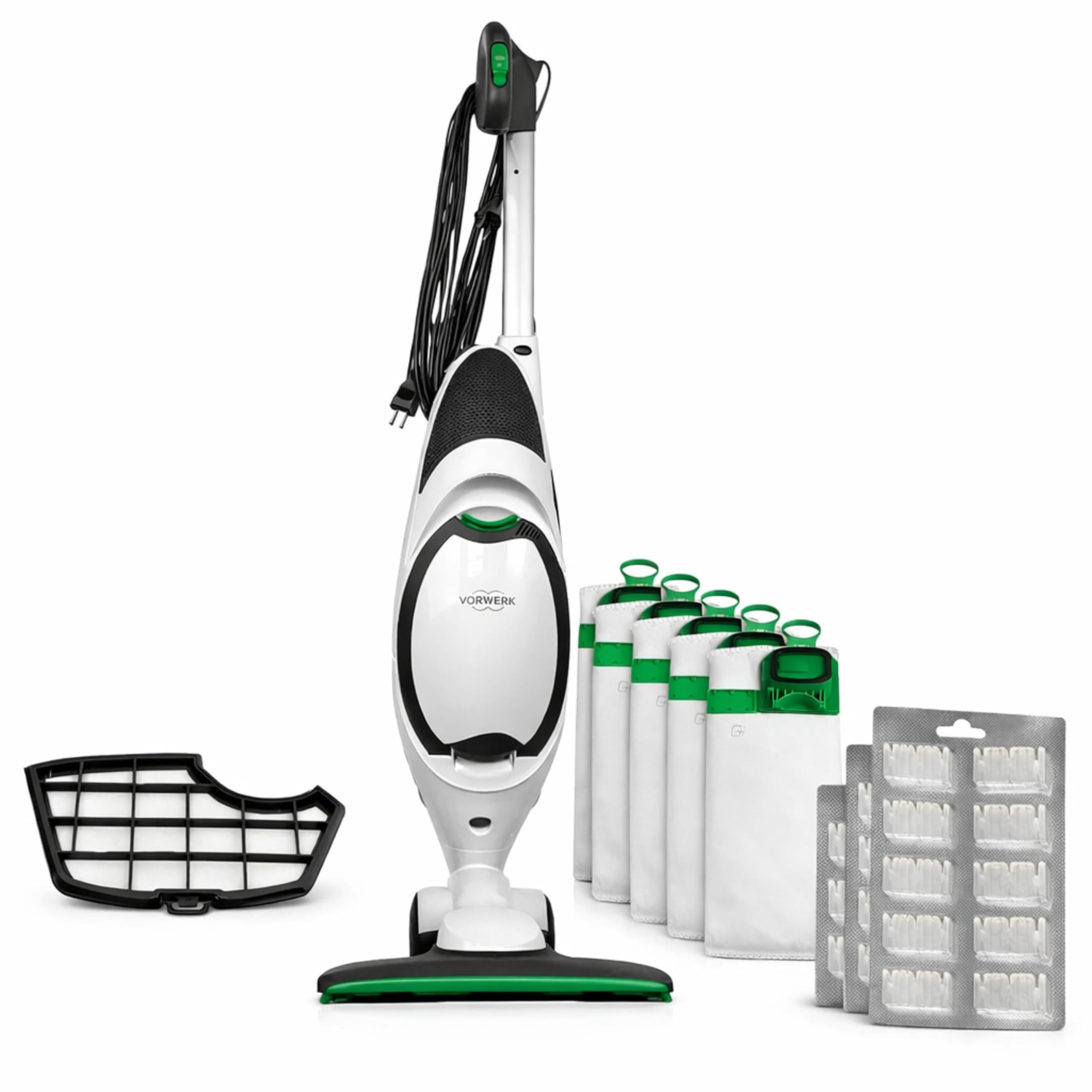 AMG Shop Online Aspirapolvere FOLLETTO VK150 + 12 SACCHETTI + PROFUMINI + GRIGLIA, Con Motore 60.000 giri/min, Emissione Polveri 0,0001 mg/m³, Sacco 2,5 L, PESO: 3 Kg - 1
