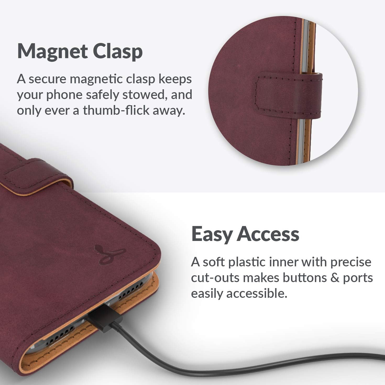 Snakehive Vintage Wallet for Apple iPhone 6S / 6 || Real Leather Wallet Phone Case || Genuine Leather & 3 Card Holder || Flip Folio Cover with Card Slot (Plum)