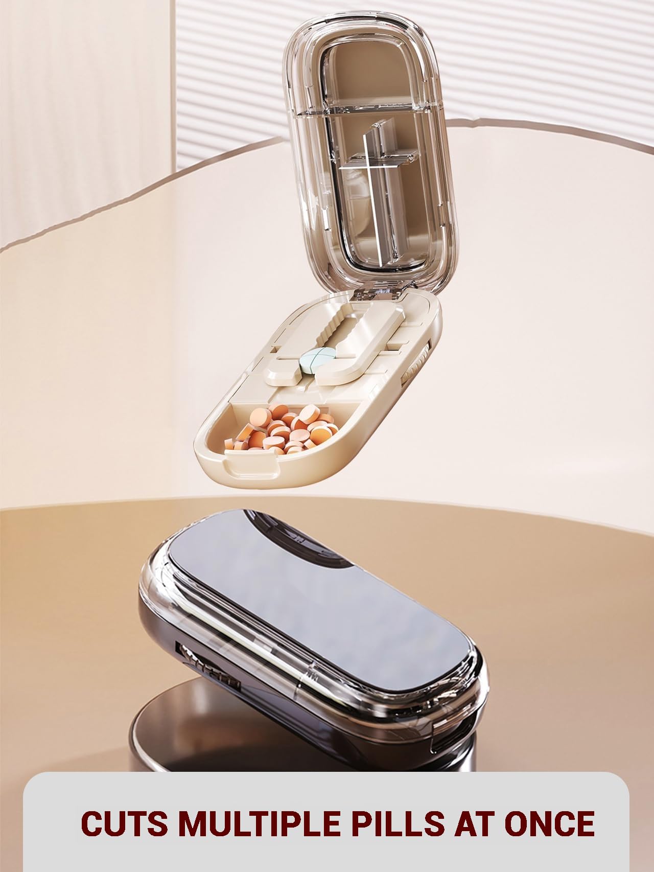 Pill Cutter Splitter for Small and Tiny Pills – Precise Stainless Steel Blade for Accurate Cutting,Compact Design with Safety Shield, Easy-to-UsePill Splitterfor Medication,Vitamins, and Supplements