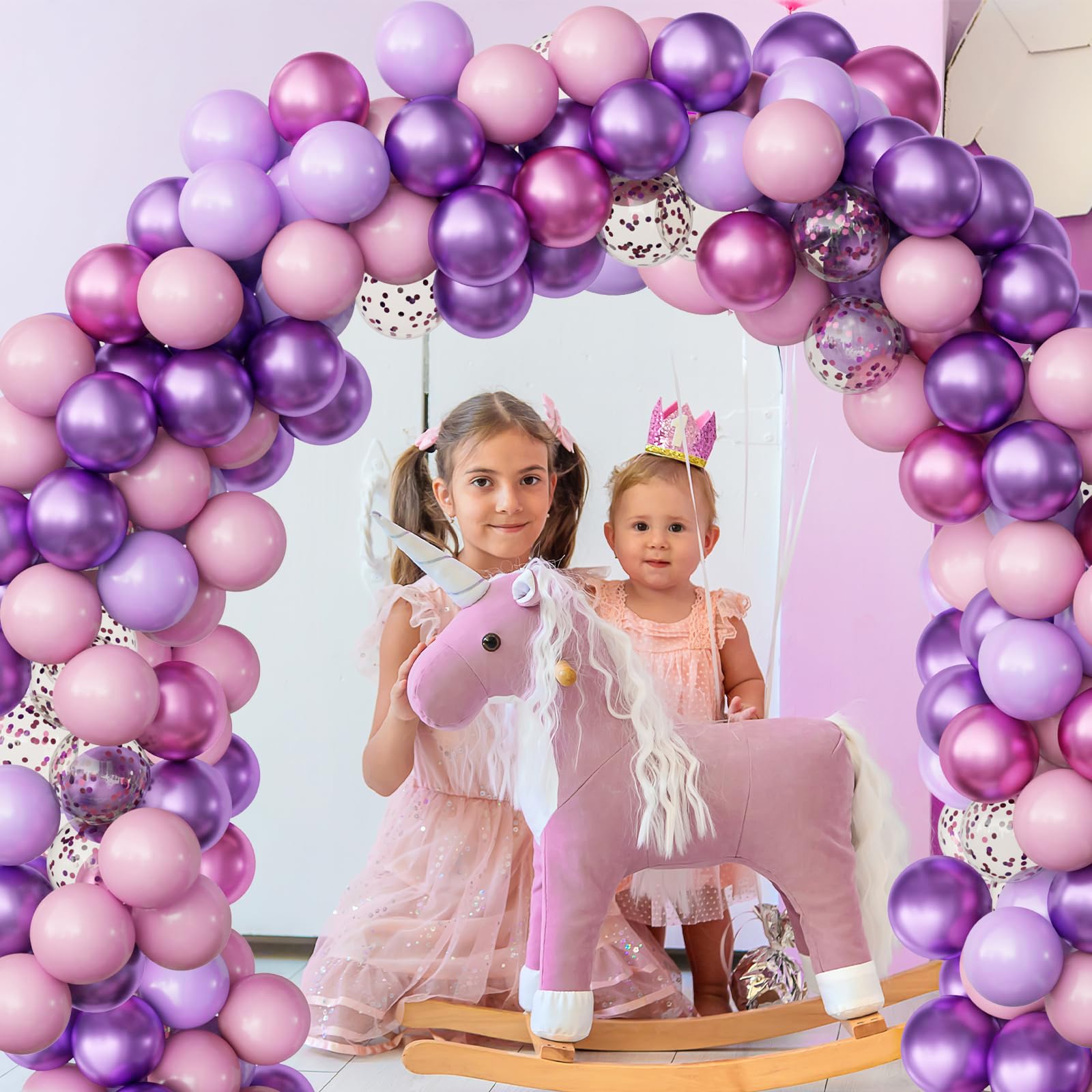 Palloncini Compleanno Rosa Viola, 62 Pezzi Kpop Compleanno Lilla, Palloncini Unicorno Lilla con Viola Metallizzati per Decorazioni K Pop Compleanno Unicorno Bambina Baby Shower, 12 Pollici
