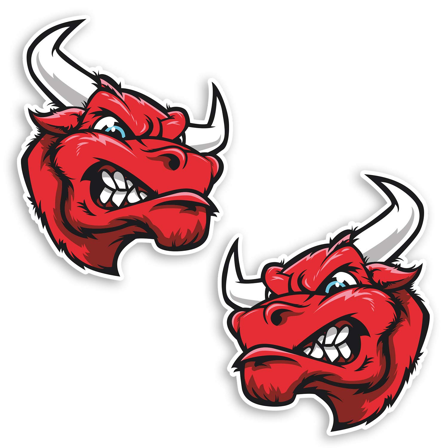 2 x 10cm Red Angry Bull Vinyl Stickers - Cow Laptop Bike Cow Sticker #34579 (10cm Tall)
