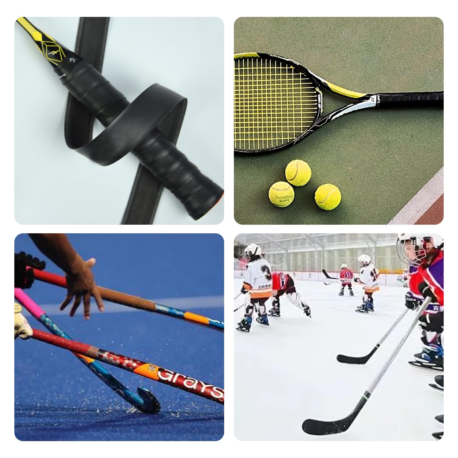 2 Rollos Cinta de Hockey Autoadhesivas Raqueta Cinta 2,5 cm x 25 m Cinta Hockey Antideslizante para Mango, Cinta de Tela para Hockey para Palo de Hockey Tenis Golf (Negro,Rojo)