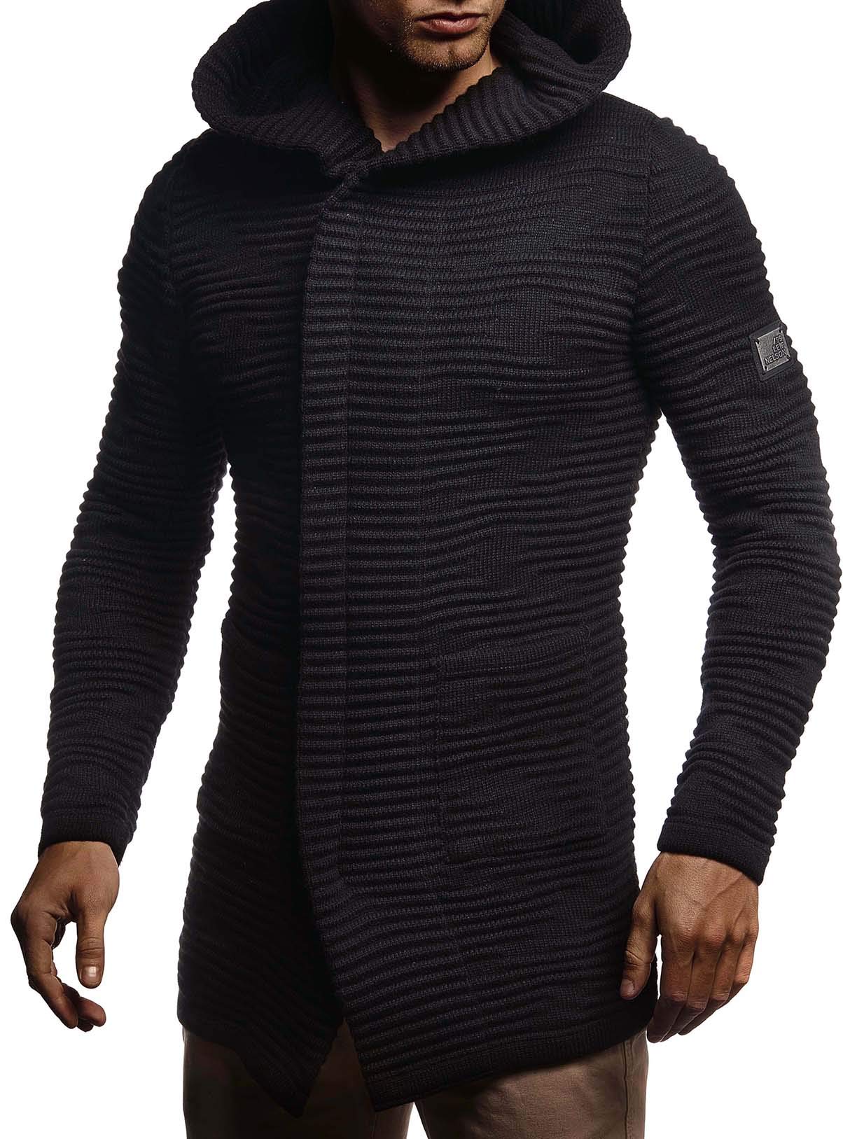 Leif Nelson Giacca Uomo in Maglia con Cappuccio Cardigan LN-5715