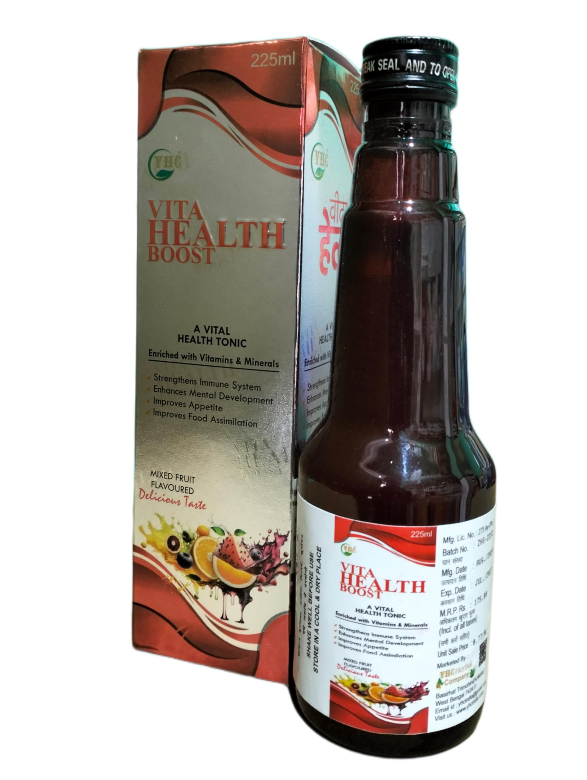 YHC Vita Health Boost Mix Fruit Health Tonic 225ml (Pack Of - 2)