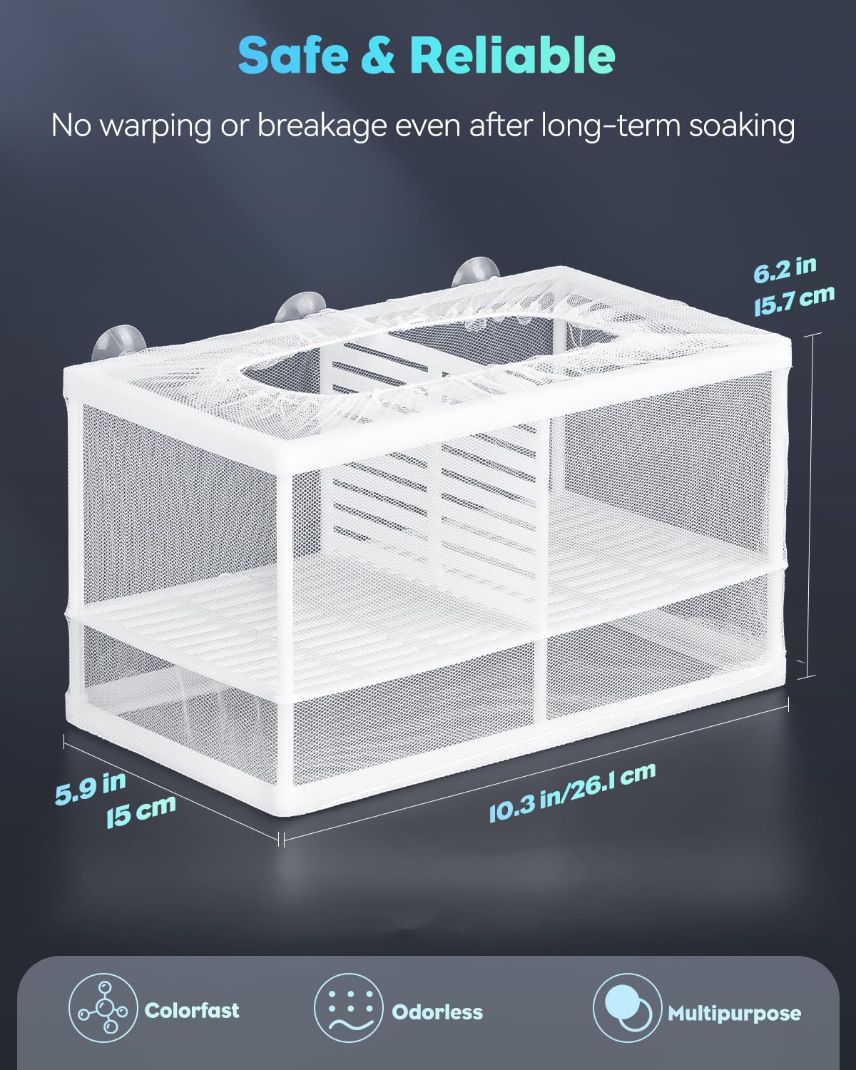 Pawfly Fish Tank Breeder Net Aquarium Fish Breeder Box with Nylon Mesh & Suction Cups Separation Net Large Isolation Fish Fry Hatchery Incubator Hatching Box for Shrimp Betta - Image 3