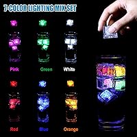 Vista 3 de Juego de 160 cubos de hielo LED de color sólido y multicolor, cubos de hielo iluminados para bebidas, cubo brillante impermeable IP67, eleva tus