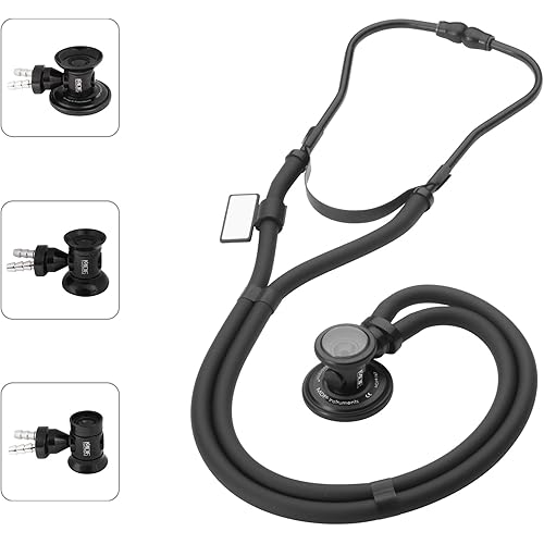 MDF Sprague Rappaport Dual Head Stethoscope with Adult, Pediatric, Infant Convertible chestpiece - All Black (MDF767-BO)