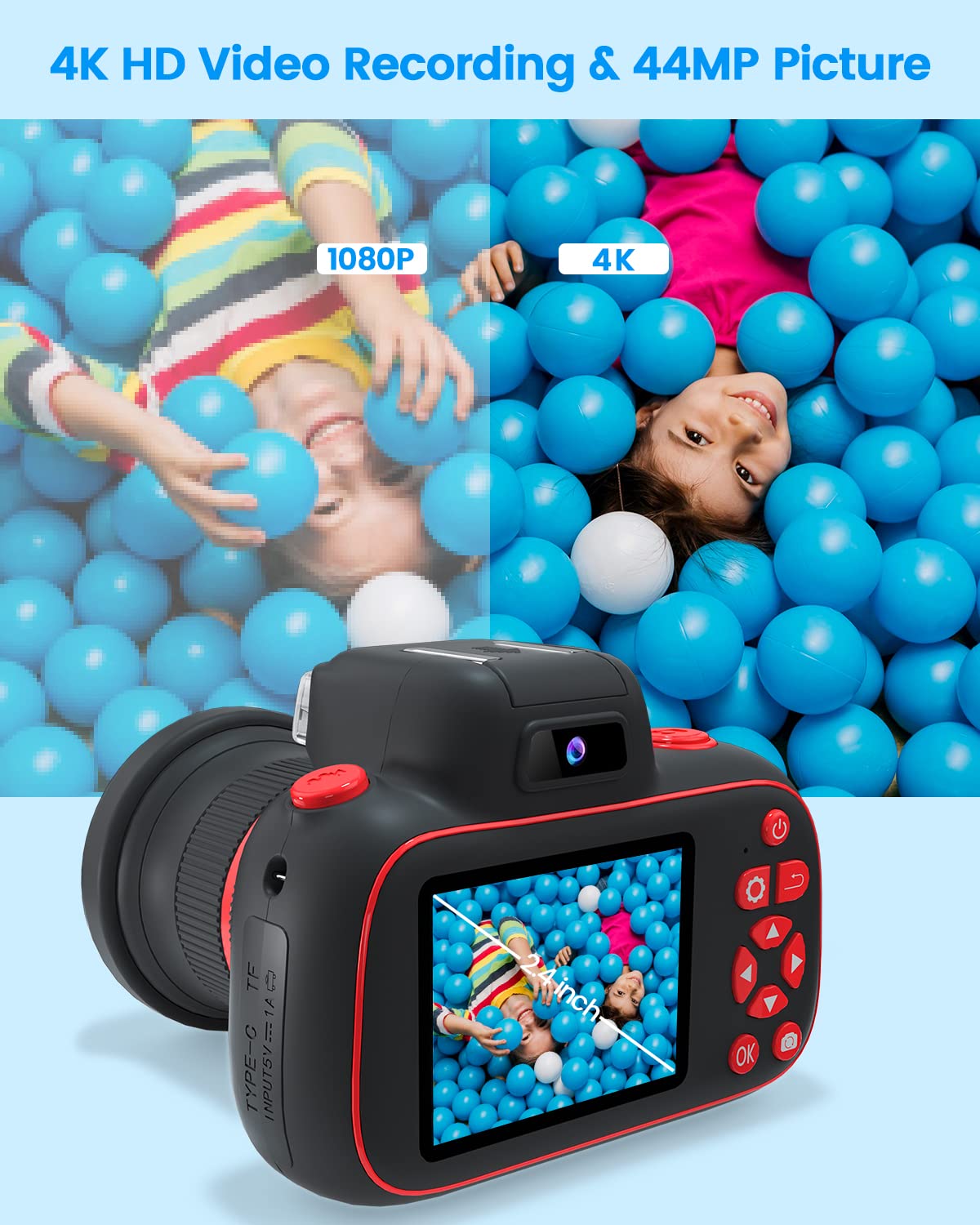 MOREXIMI Upgarded Kids Camera, 4K Digital Camera for Kids with