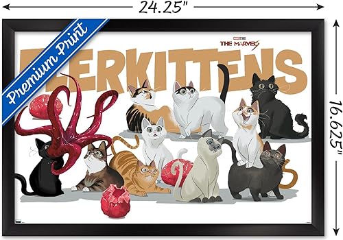 Miniatura 9 de Trends International Marvel The Marvels - Póster de pared de Flerkittens, 22.37 x 34.00 pulgadas, versión enmarcada plateada