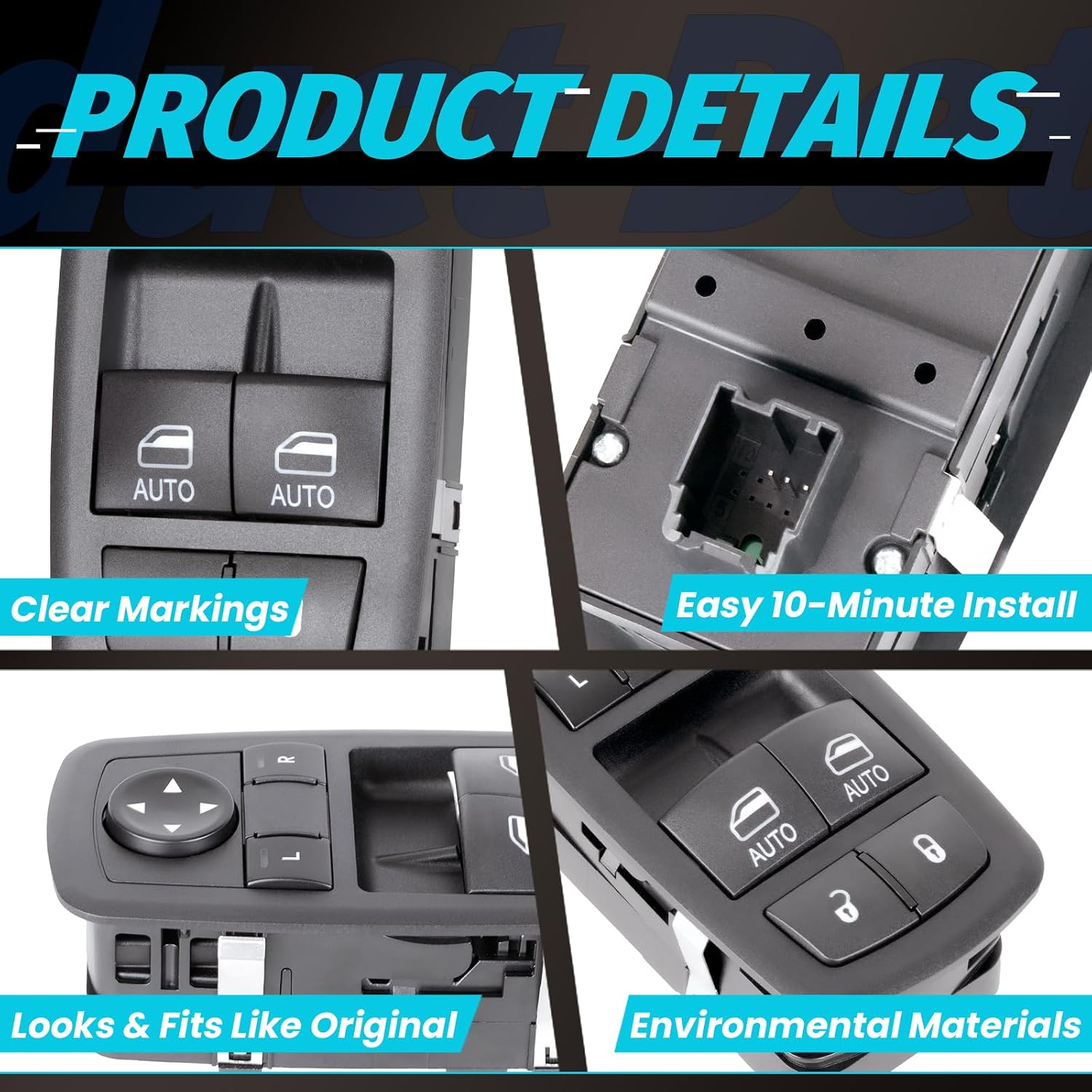 Power Window Switch Dodge Challenger 2015 2016 2017 2018 2019 2020 2021 2022 Master Driver Side Front Left Control Button,Challenger Window Assembly Door Lock Switch 68183752AB,68183752AC,68183752AD