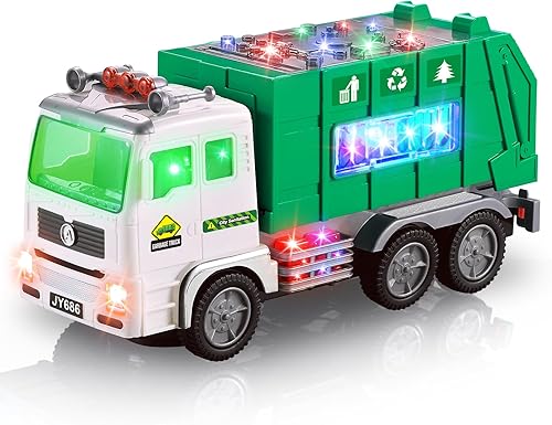 Camión de basura de juguete, camión de bomberos y camión de contenedores de juguetes para niños pequeños de 1, 2, 3, 4, 5, 6 años, regalos de