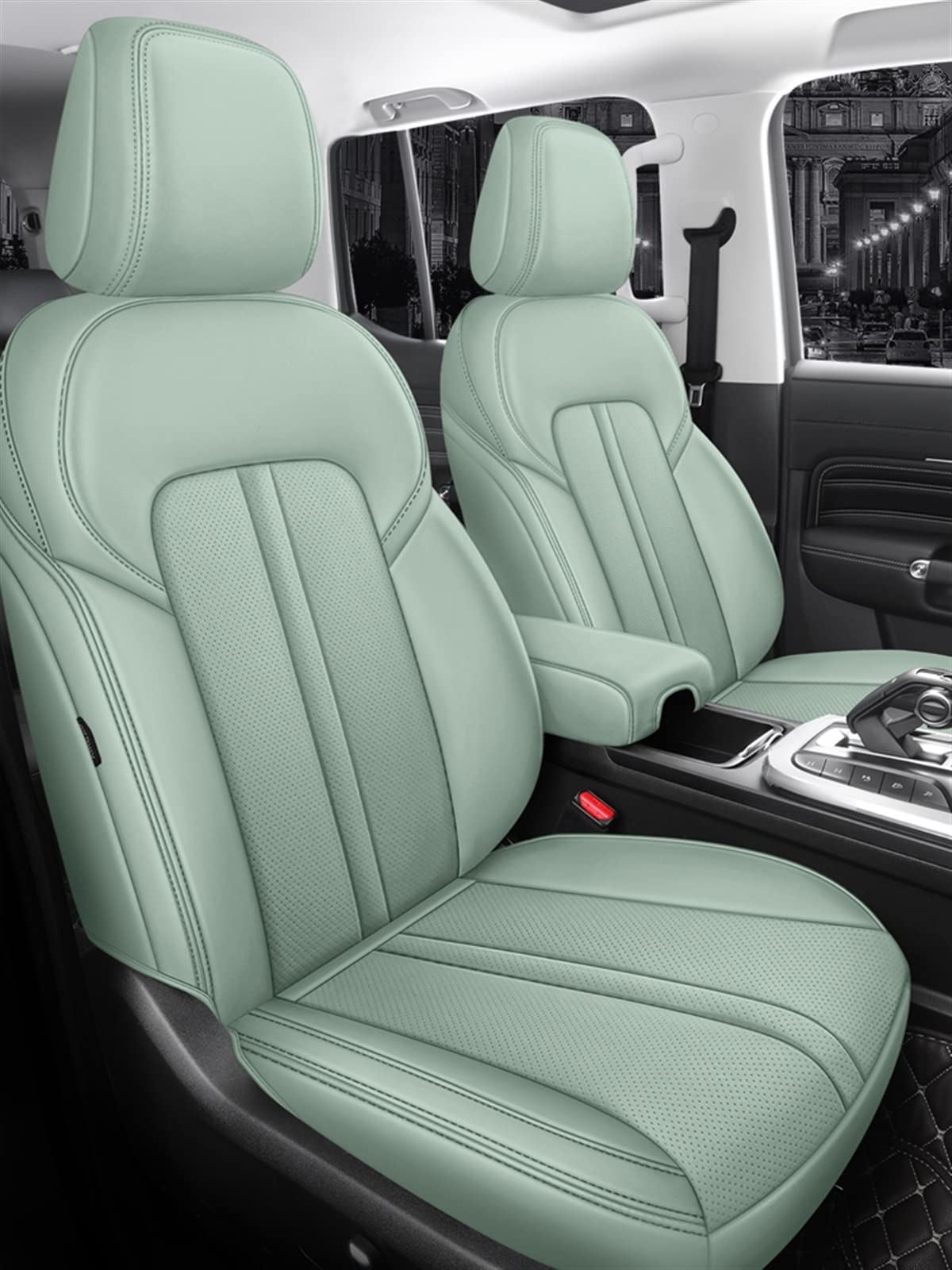 Custom Car Seat Cover For Skoda For Octavia For Superb For Kamiq For Kodiaq  360° Full Surround Auto Seat Covers (Color Light green)