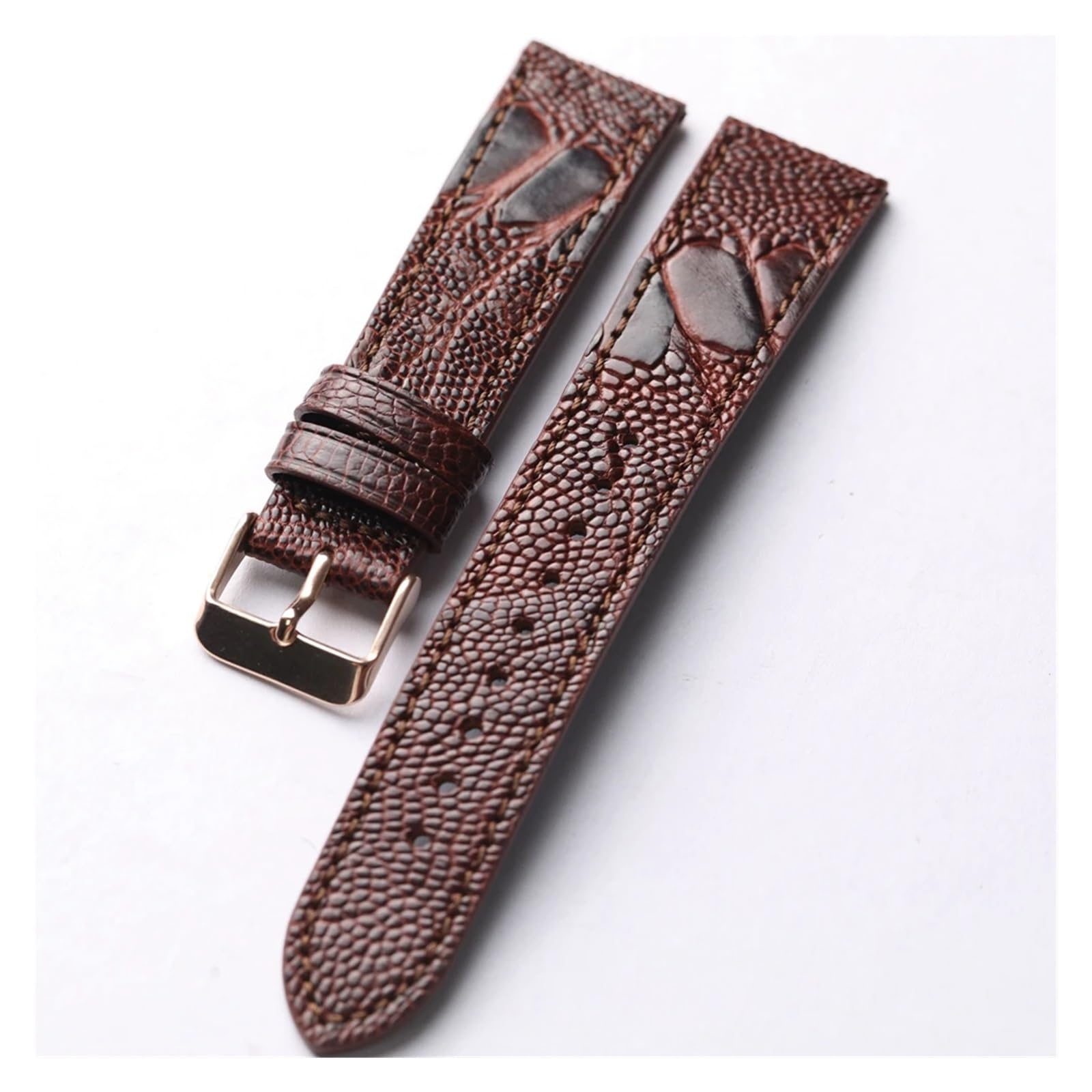 Genérico Pulsera vintage de piel auténtica de avestruz hecha a mano de primera calidad de 18, 19, 20, 21 y 22 mm for hombre, de piel auténtica marrón y verde