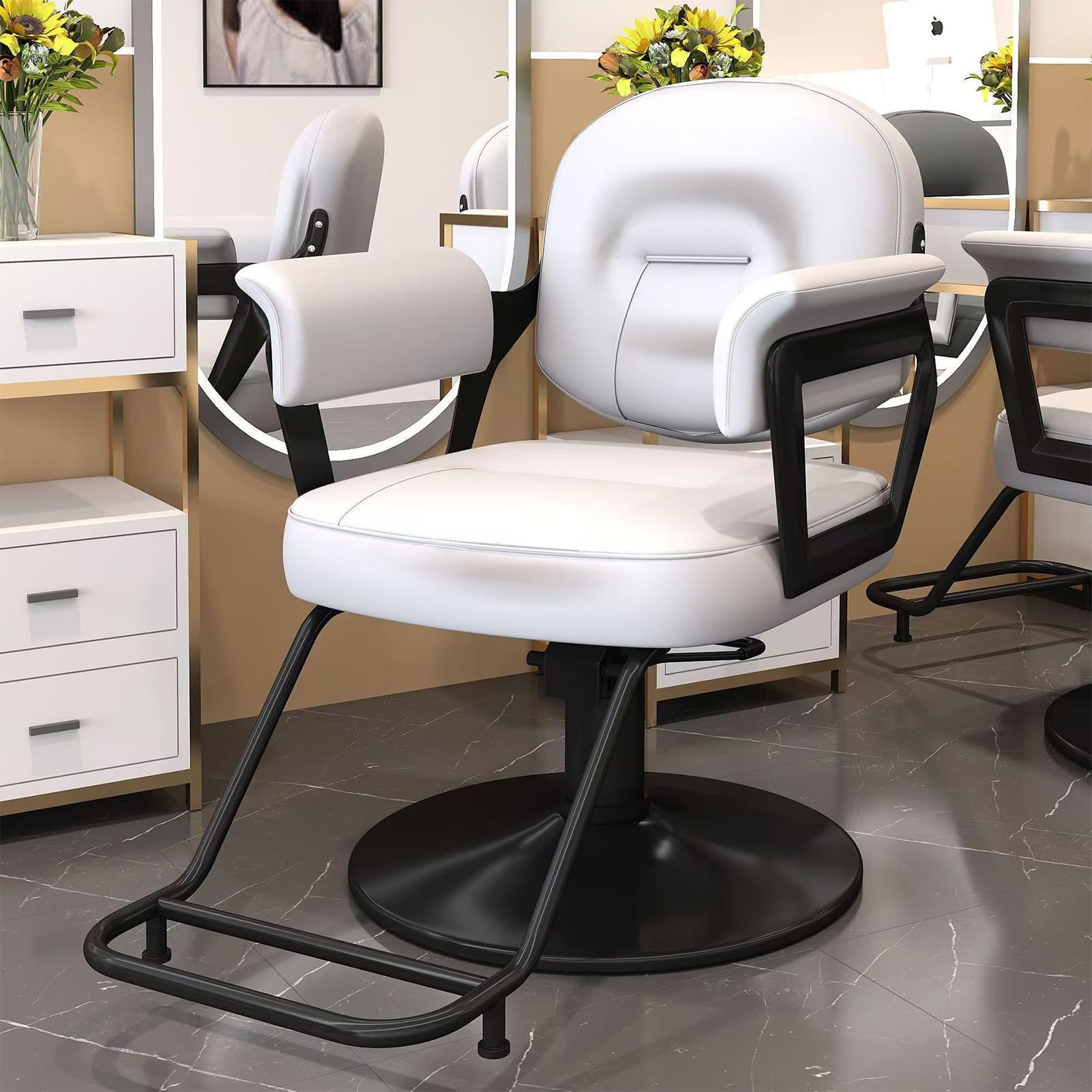 OZBMA Professional Heavy Duty Salon Chair with 360° Swivel and Height Adjustable, Ideal for Barbershop, Beauty Spa, Tattoo Studio Use