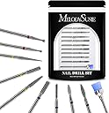 MelodySusie 10pcs Nail Drill Bits Set, 3/32 Inch Diamond Cuticle Nail Bits Kit for Nail Drill E-File, Manicure Pedicure Remover Tools for Acrylic Gel Nails, Salon Home Nail Care Supplies, Silver