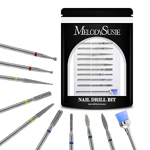 MelodySusie 10pcs Nail Drill Bits Set 3 32 Inch Diamond Cuticle Nail Bits Kit for Nail Drill E-File