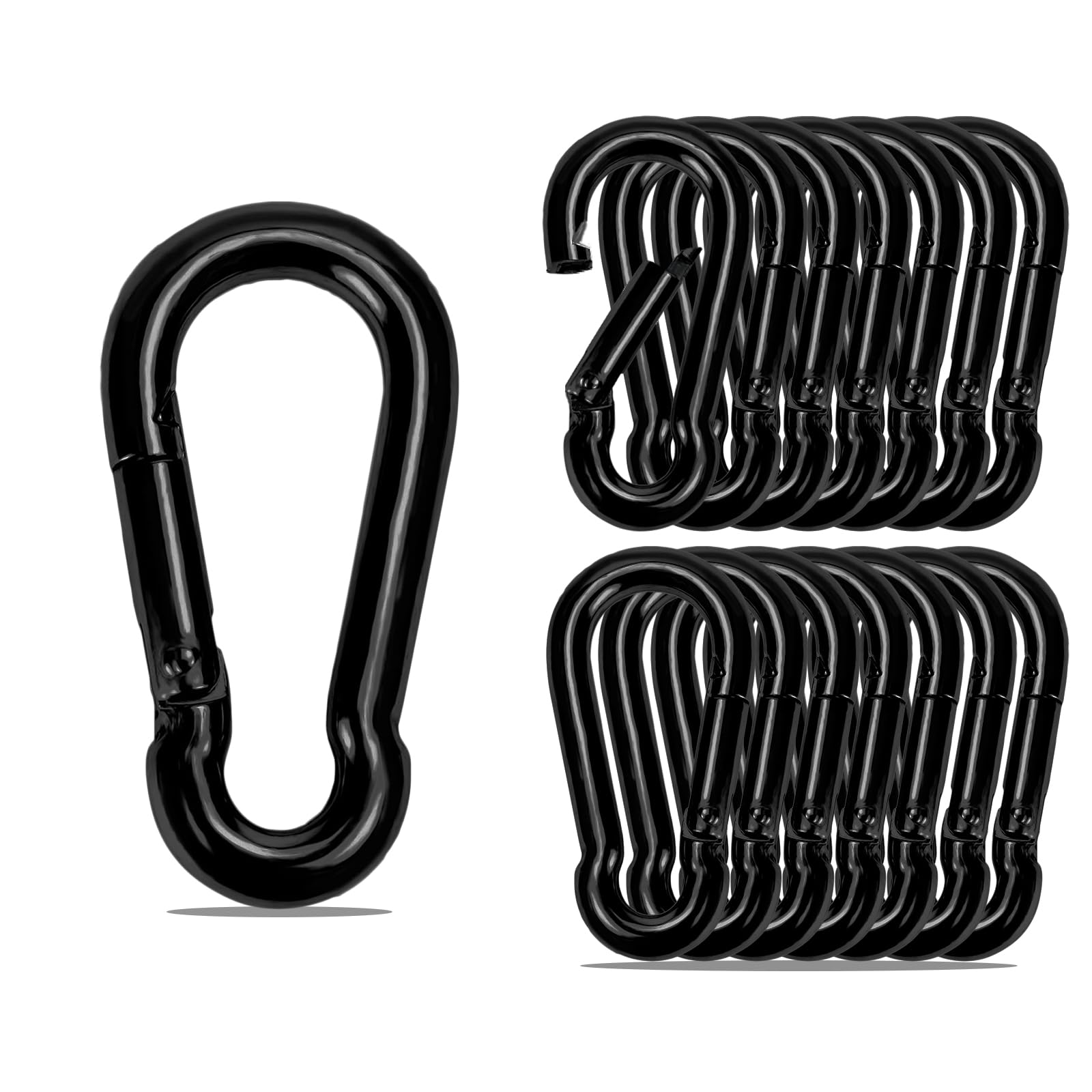 Spring Snap Hook Black Carabiner ，Sunxer Tool Small Black Carabiner Clip 2.36 inch 15 PCS Heavy Duty Carabiner Clip Qick Link for Keychain Dog Leash