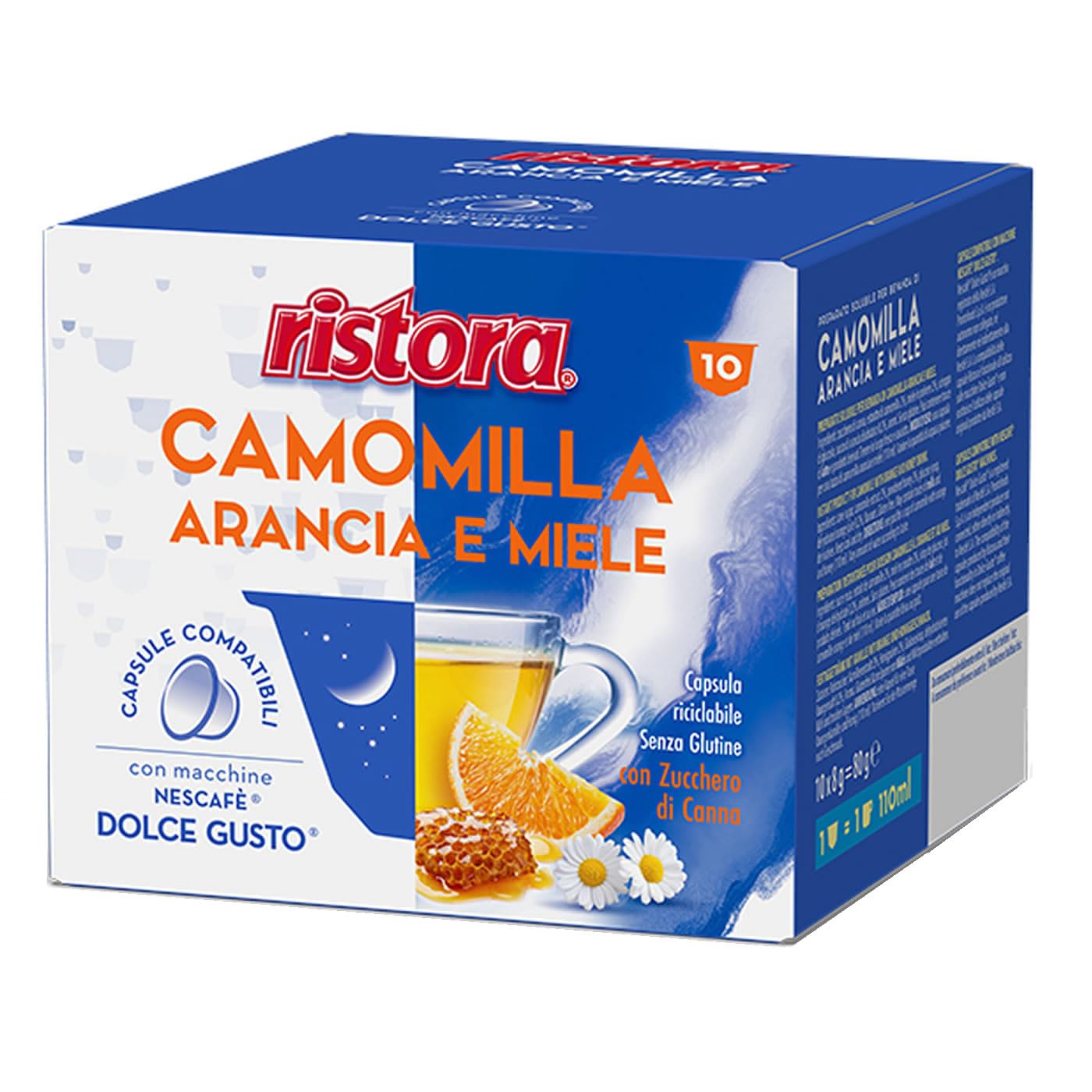 Ristora - Cápsulas compatibles Dolce Gusto de manzanilla, naranja y miel, 10 unidades