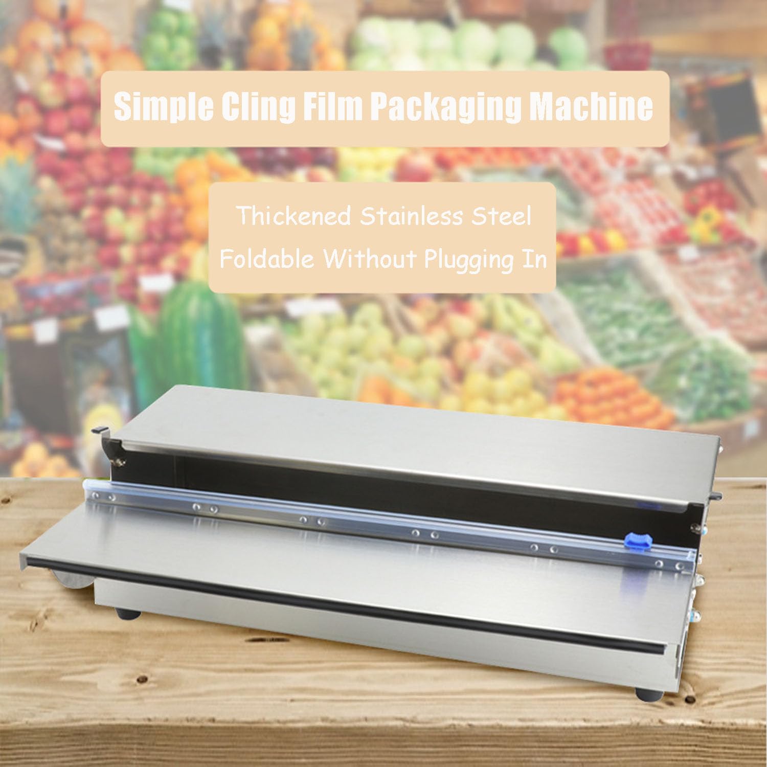 Máquina de envoltura de plástico comercial, dispensador de envoltura manual con 2 rollos de película adhesiva de PVC de 12 pulgadas x 1312 pies para embalaje y almacenamiento de alimentos