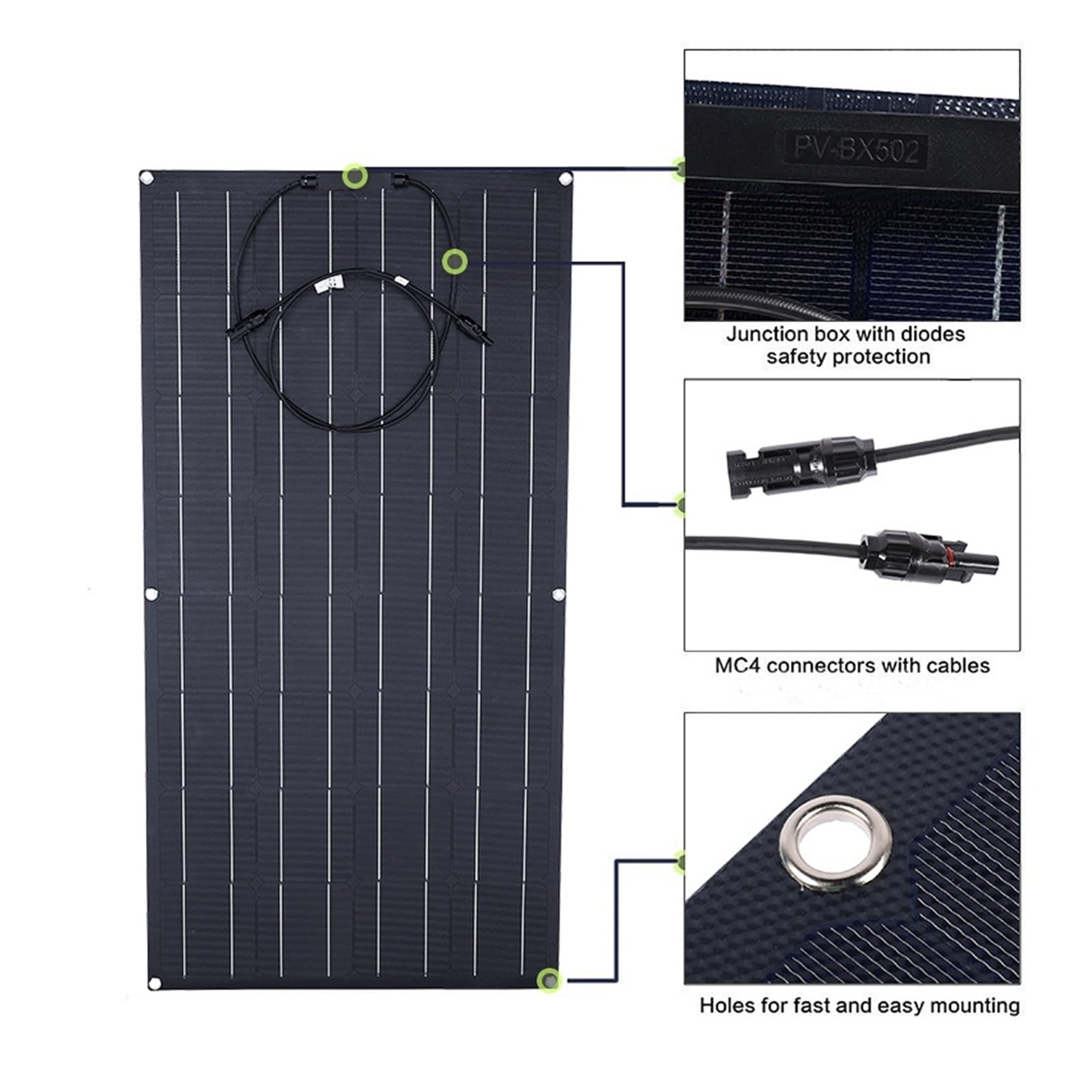 600W 300W elastyczny panel słoneczny przenośna ładowarka energetyczna na ogniwa słoneczne złącze DIY do systemu ładowania smartfona Car Camping łAtwa Instalacja(6000W 12V to 220V-01)