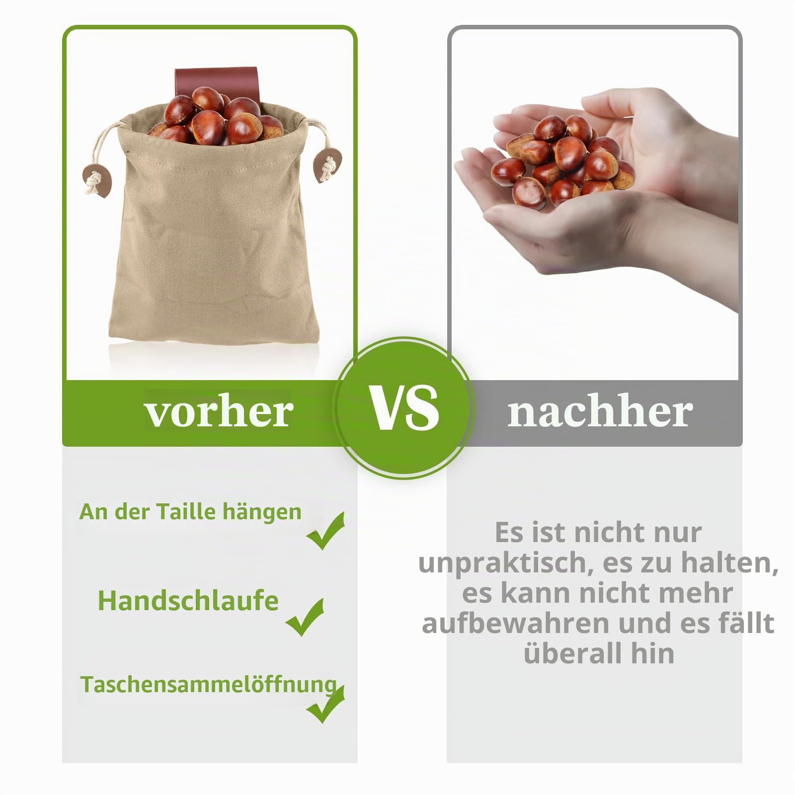 2 Stück Faltbare Canvas Leder Foraging Pouch, Bushcraft Pilz Tasche, Tasche für Futtersuche, Pilz Sammeltasche, für Futtersuche Bushcraft Ausrüstung (Black/Khaki)