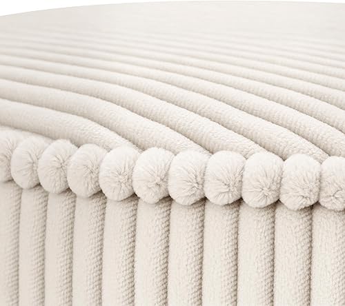 Miniatura 8 de Joveco Reposapiés otomano, taburete tapizado para sala de estar, dormitorio, oficina en casa (terciopelo beige)