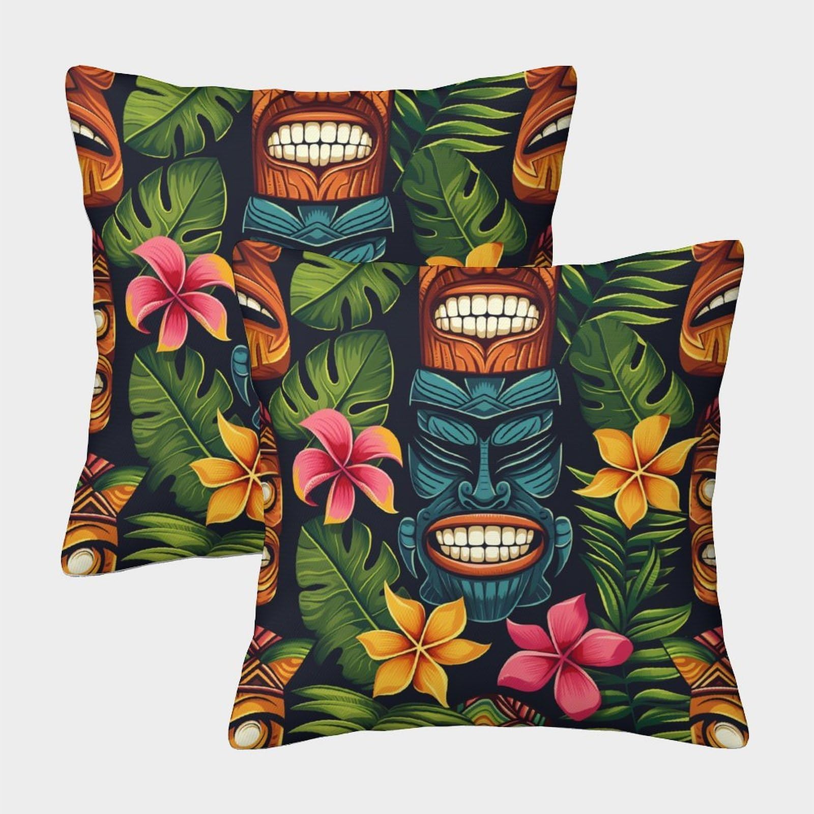 kaiyun 2 Pack Tropical Illustrations - Masks 3D Image Printed Single-sided Cushion Cover 45x45cm