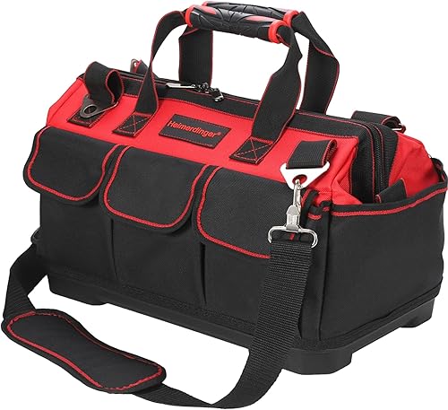 Bolsa de herramientas de 17 pulgadas con correa de hombro ajustable, bolsas de herramientas de boca ancha, organizador de bolsas de herramientas