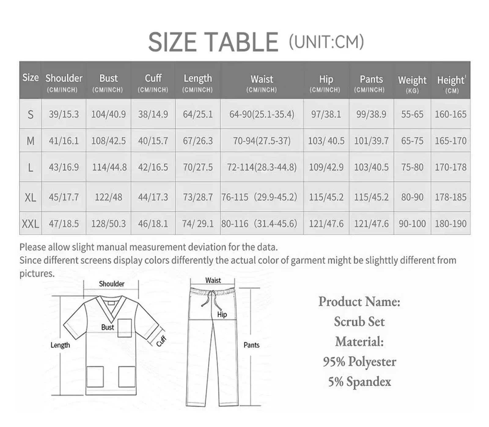 Uniforme per Infermieri Accessori for Divise infermieristiche da Laboratorio, Fascio di Vita, Divise da Salone Spa, Camici, Set Divise for Spa per Infermieri(Red,XL)