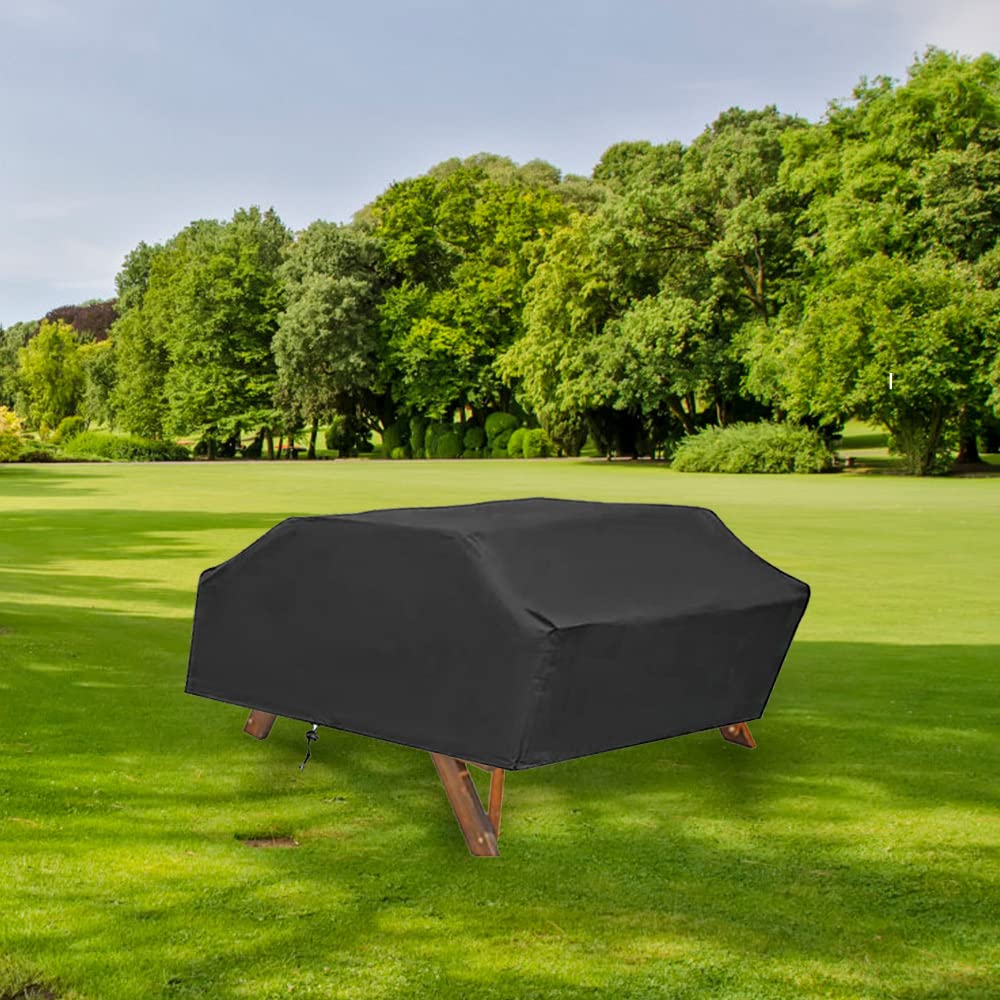 Fundas para mesa de patio, color negro, rectangulares, ajustables, para picnic al aire libre, cocina