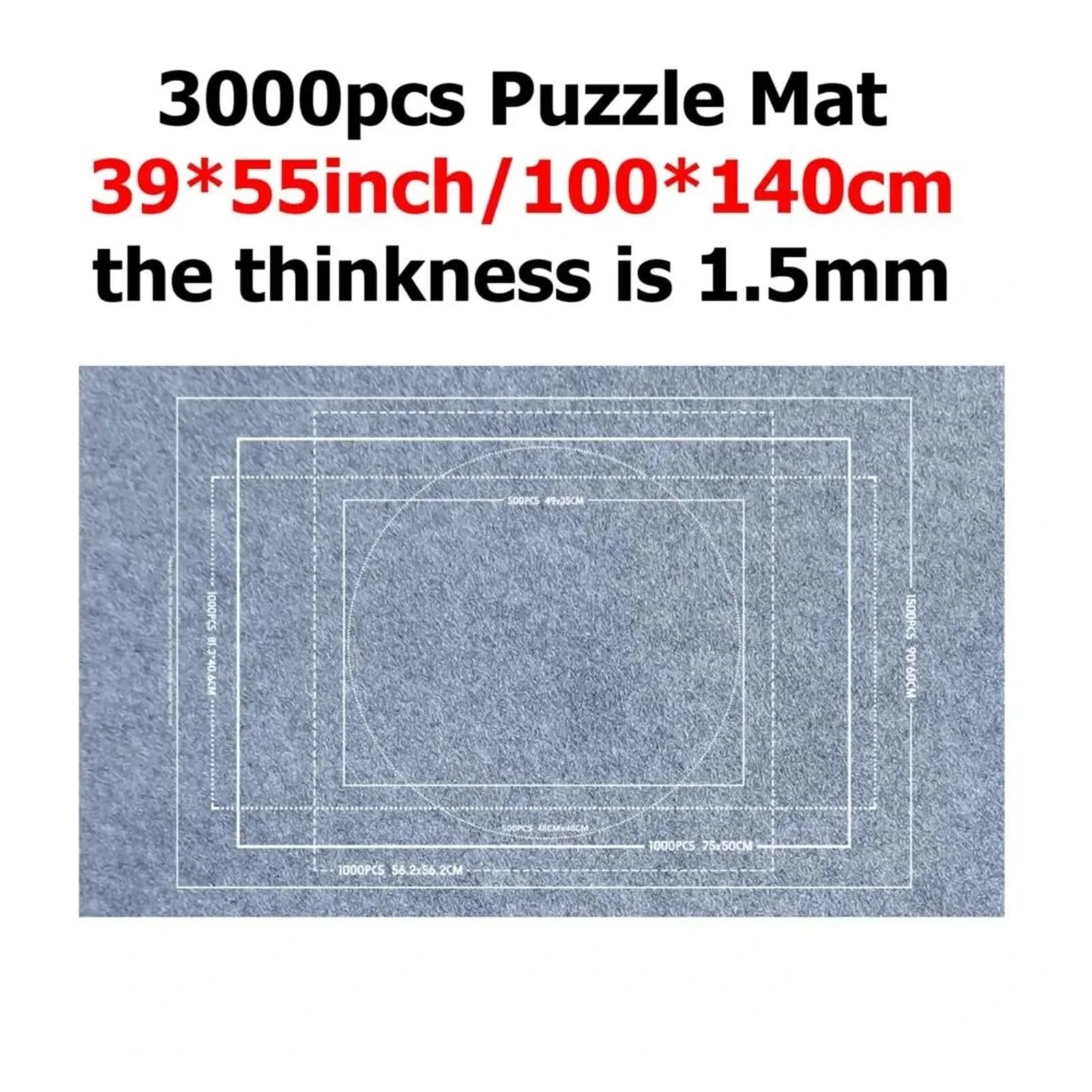 Tappetino portaoggetti for Puzzle da 1000~3000 Pezzi, Arrotolabile, interattivo, Portatile, da Viaggio, Pieghevole, in Feltro, Arrotolabile per Puzzle, Giochi(3000 Black Mat)