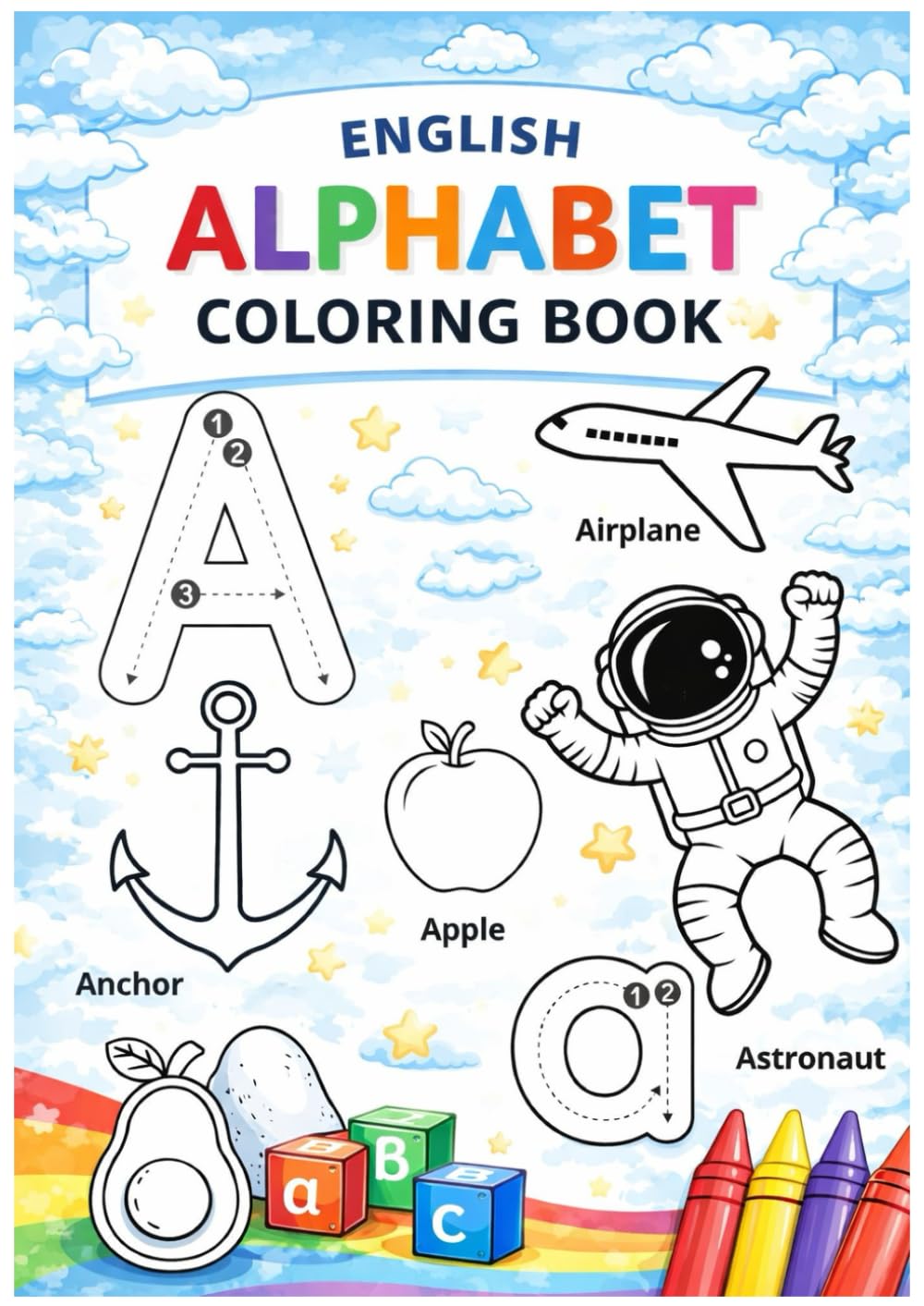 English Alphabet Coloring Book: ABC Coloring Pages, Learn Letters A–Z, Preschool & Kindergarten Workbook