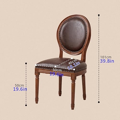 Miniatura 3 de JKGHK - Sillas de comedor, sillas de cocina de madera, silla lateral tapizada de cuero para habitación con respaldo redondo, juego de sillas de sala