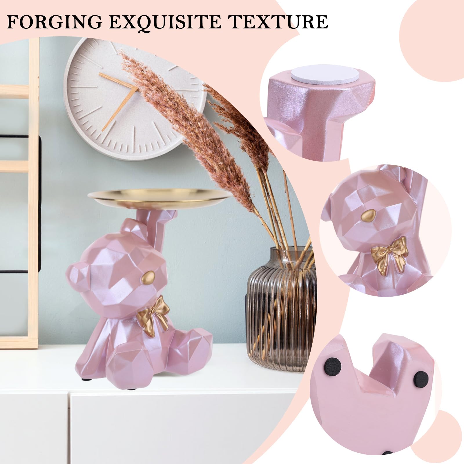 Vassoio Portachiavi A Forma Di Orso In Resina - Svuotatasche Decorativo Per Ingresso - Foto 10