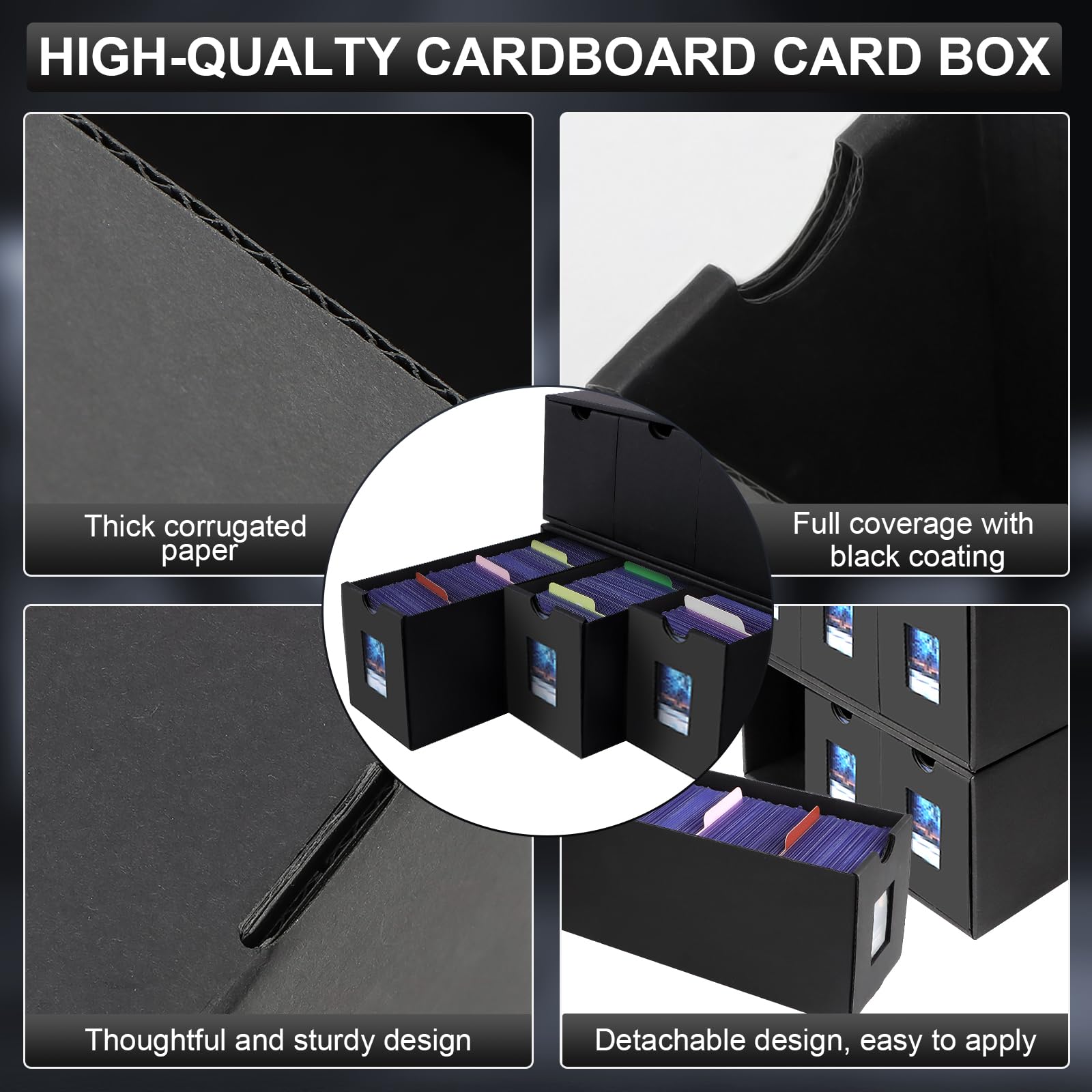 Boite Rangement Carte pour Plus de 10800 Cartes MTG, Deck Box Yugioh avec 72 Séparateurs et Étiquettes, Boite de Rangement Carte Magic Assemblage Libre, Card Deck Box pour Cartes TCG Sportive