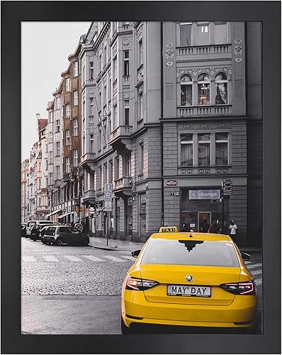 Golden State Art, Portarretratos negro de 16 x 20 pulgadas, hecho de madera maciza y vidrio templado (paquete de 1)