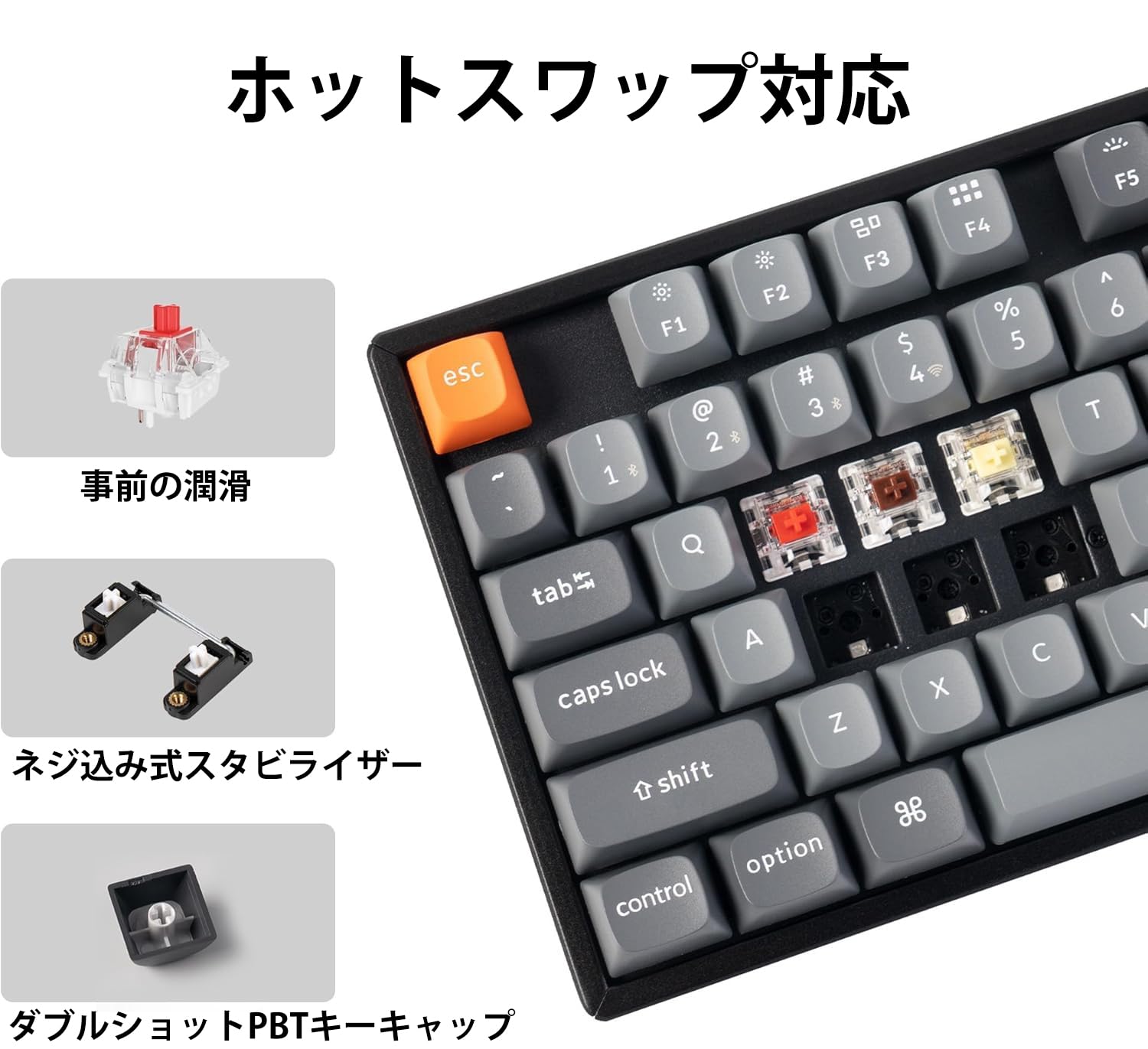 Keychron K8 MAX Tastiera meccanica wireless, 2,4 GHz/Bluetooth/USB-C, RGB, QMK/VIA, Hot-swap, Telaio in Alluminio, Macro programmabili, PBT Keycaps, Per Mac Windows, Super Red Switch