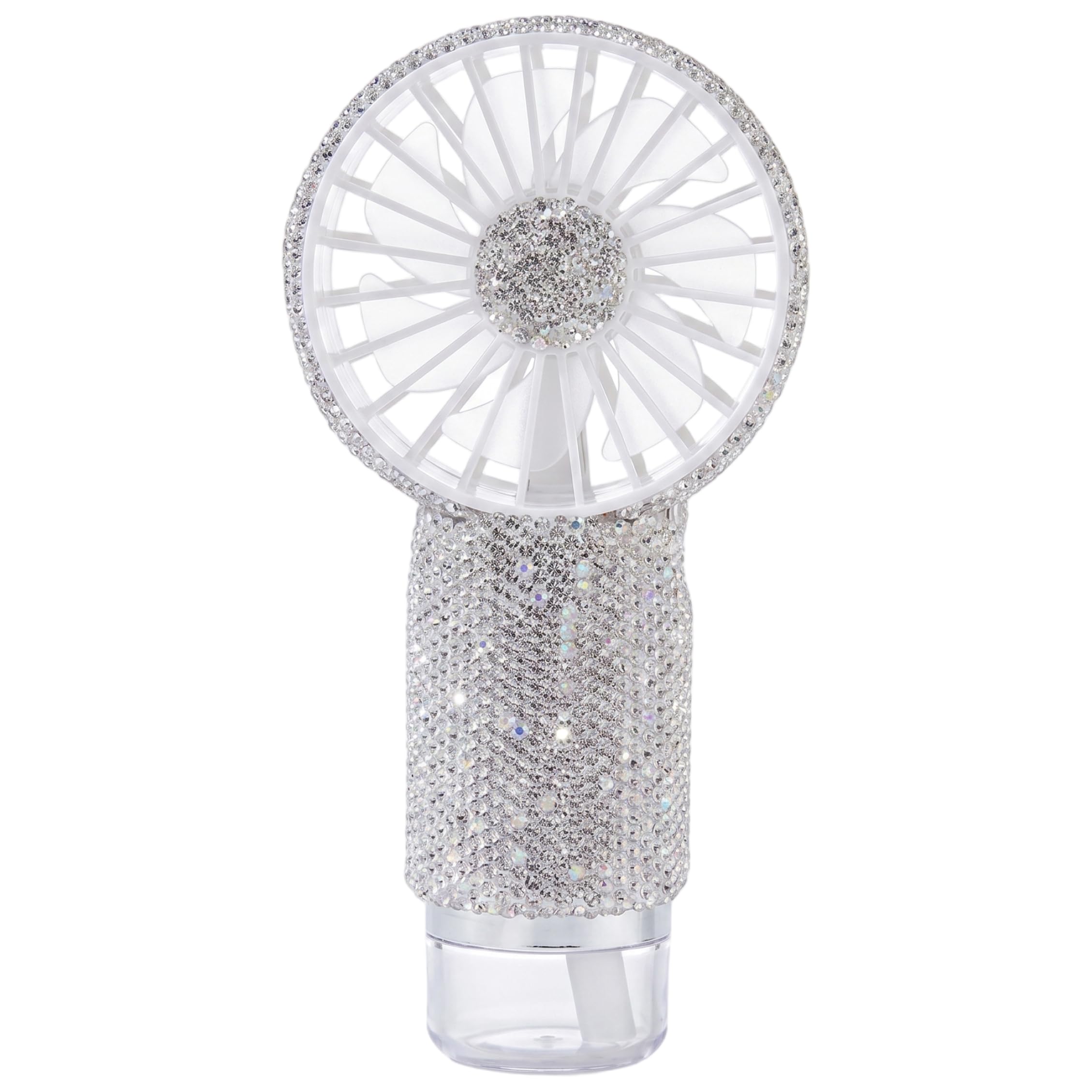 Ventilador de mano con nebulizador de diseño elegante con diamantes de imitación